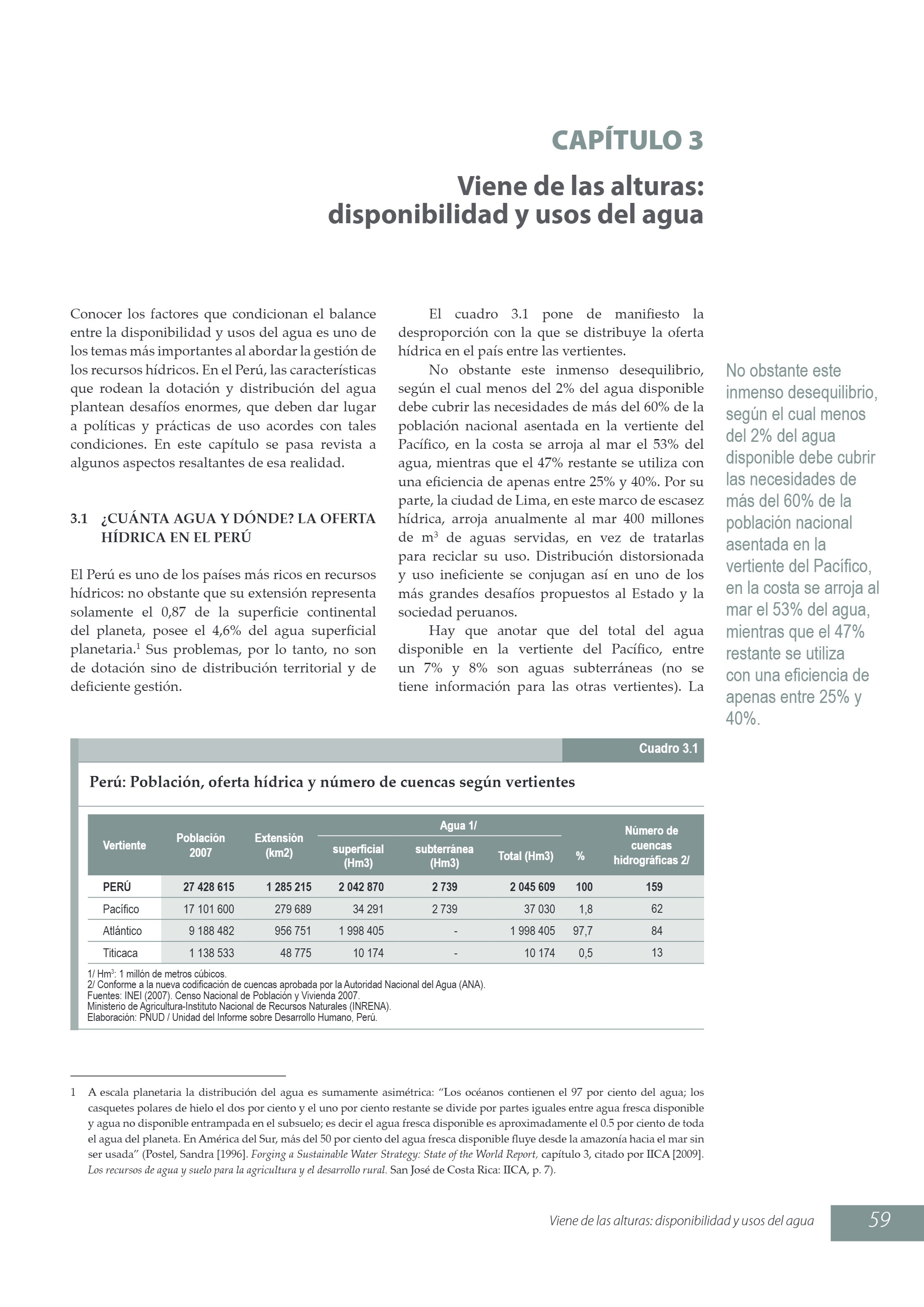 Viene de las alturas. Disponibilidad y usos del agua (2009) — page 3