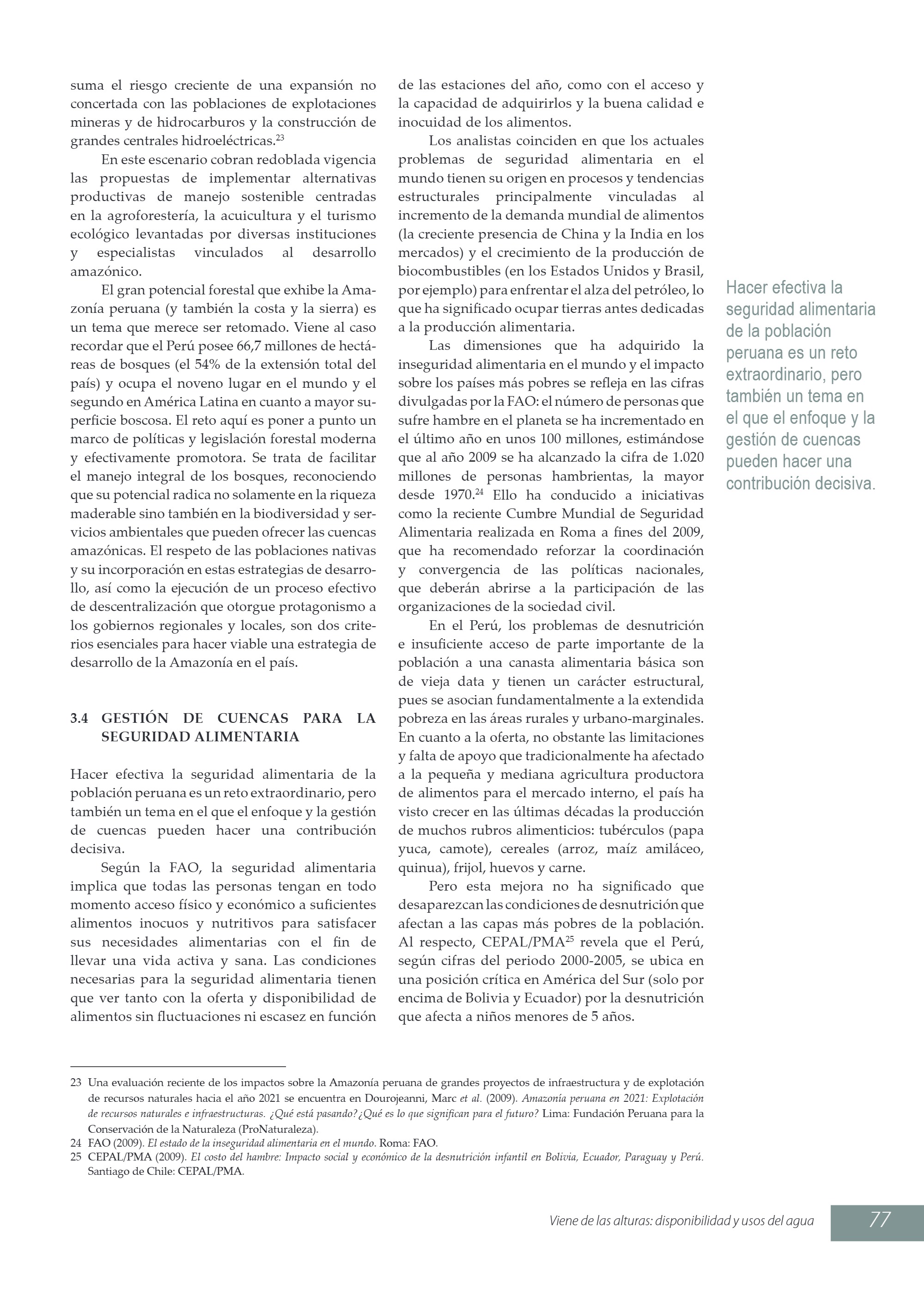 Viene de las alturas. Disponibilidad y usos del agua (2009) — page 21