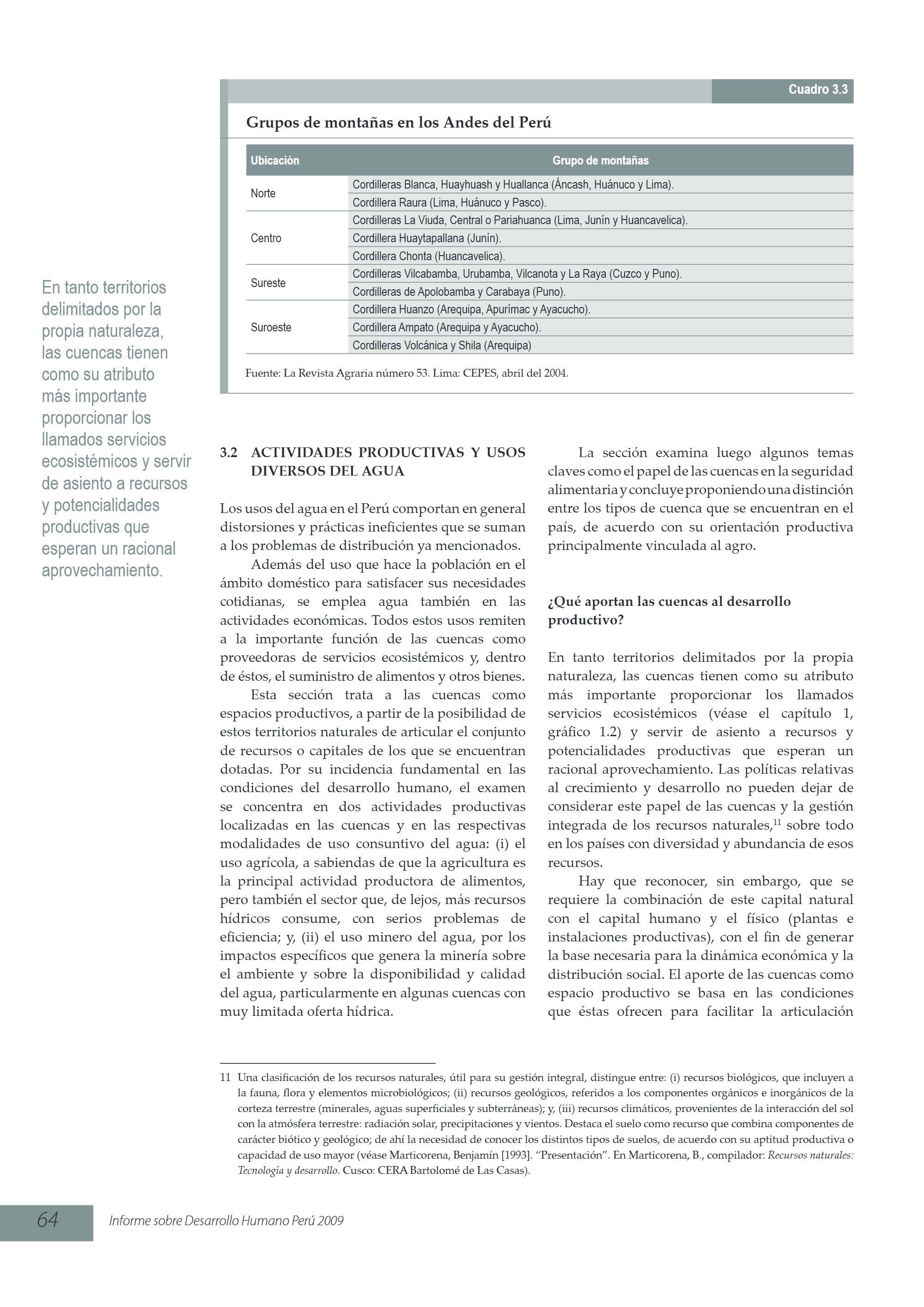 Viene de las alturas. Disponibilidad y usos del agua (2009) — page 8