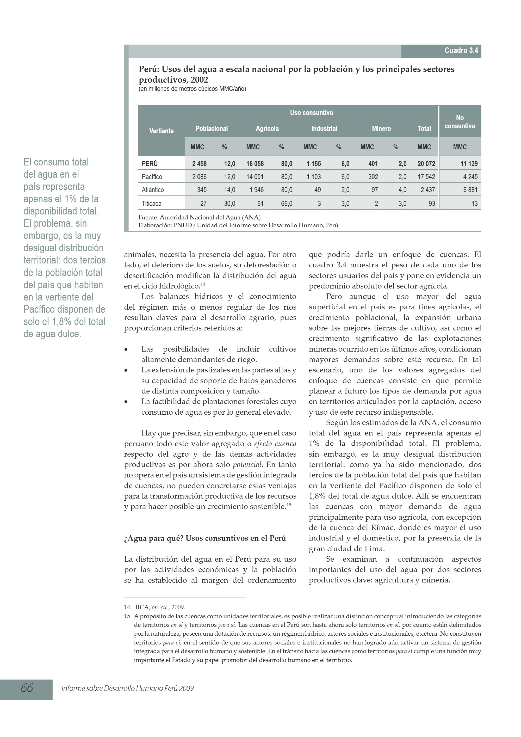 Viene de las alturas. Disponibilidad y usos del agua (2009) — page 10