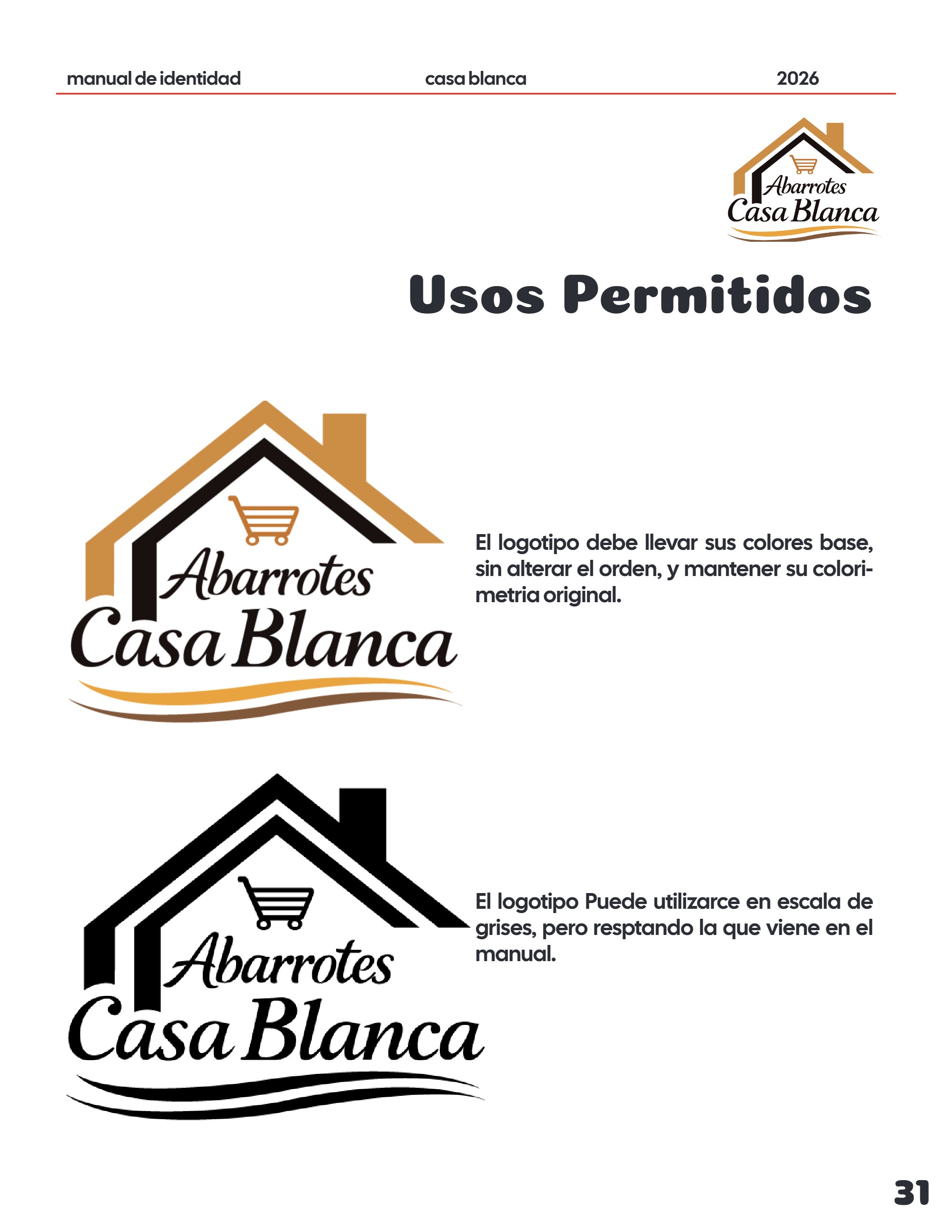 Manual de Identidad Abarrotes CASA BLANCA — page 31
