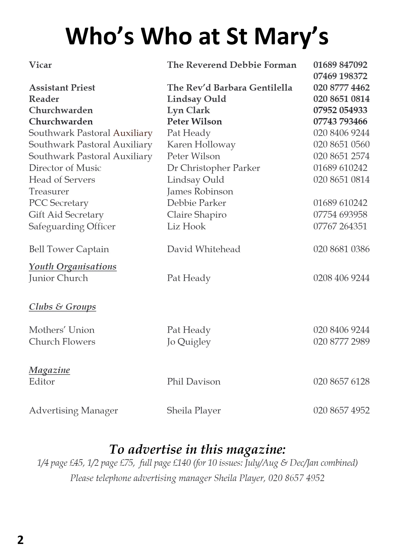 St Mary the Blesssed Virgin Magazine April 2026 — page 2