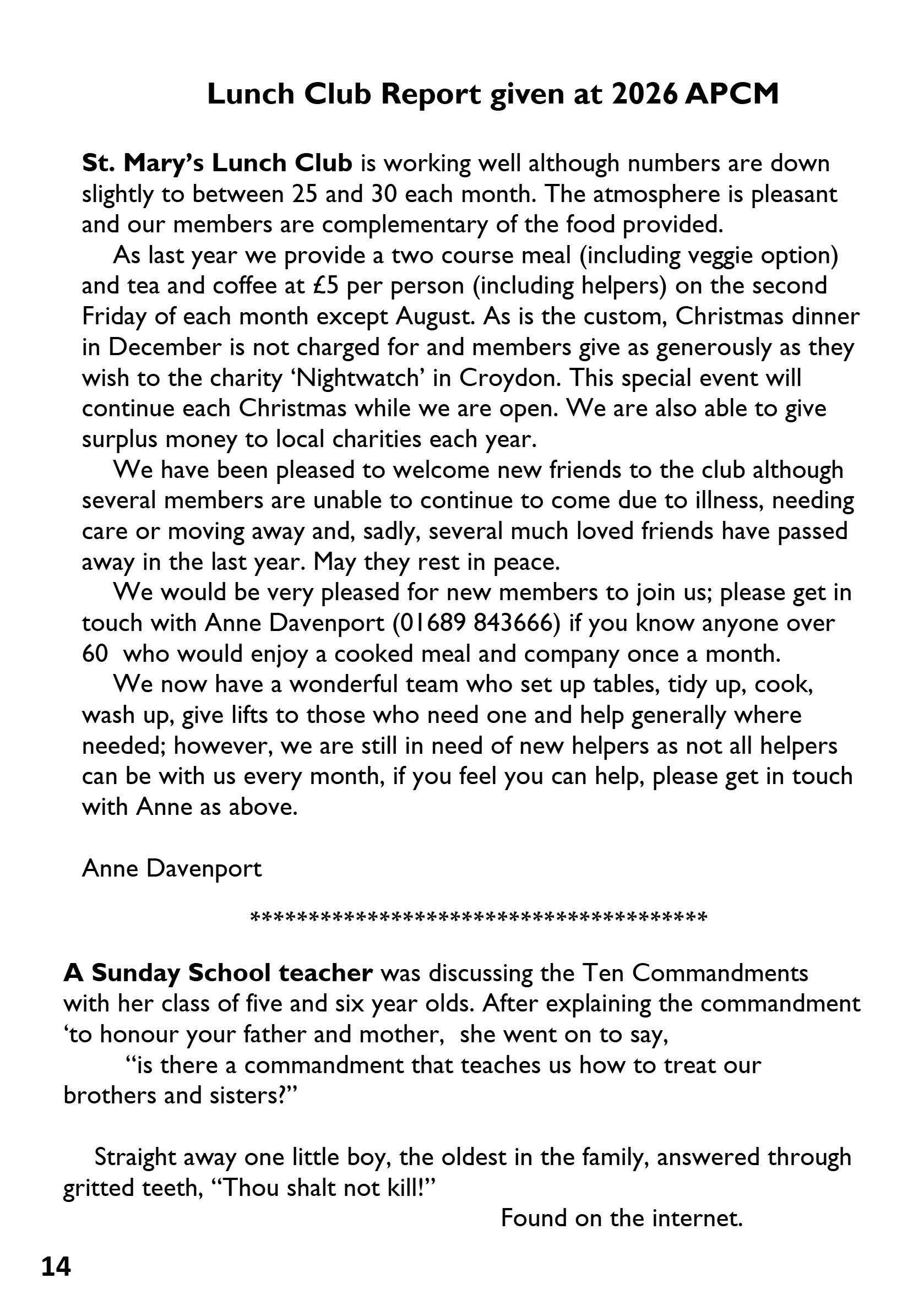 St Mary the Blessed Virgin Parish Magazine May 2026 — page 14