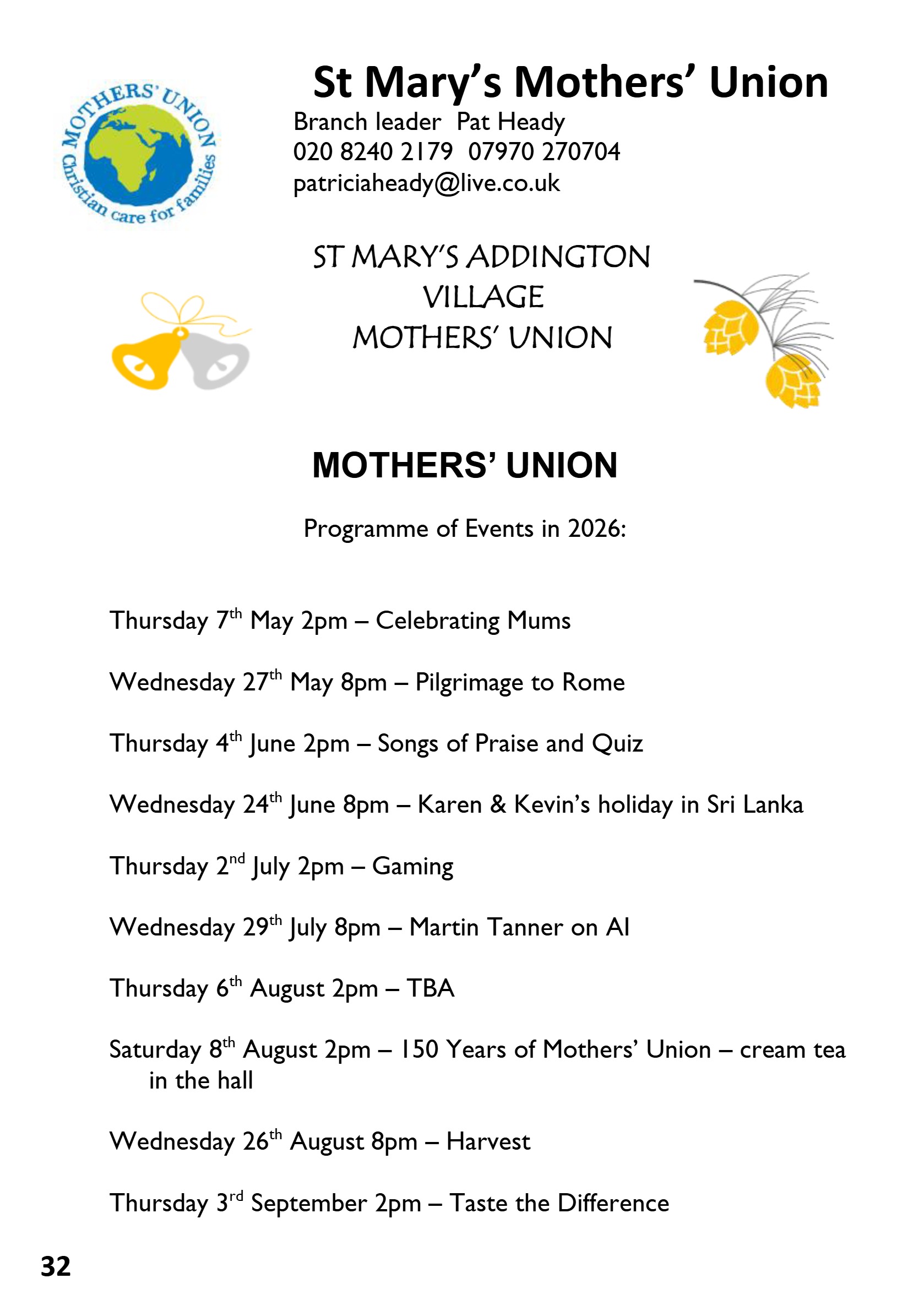 St Mary the Blessed Virgin Parish Magazine May 2026 — page 32