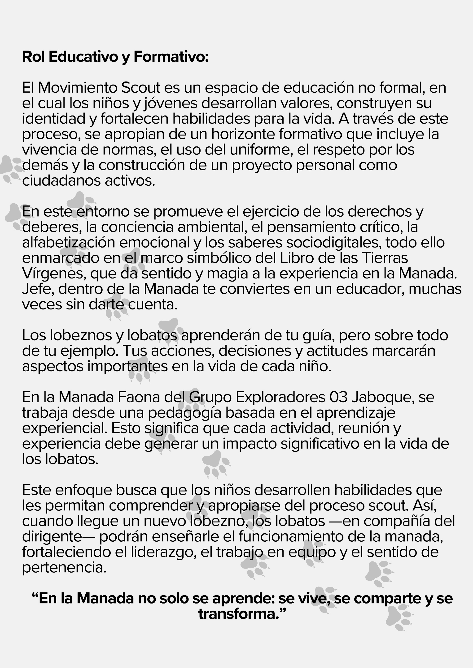 MANUAL DE CAZA Cartilla para el Dirigente de Manada — page 5