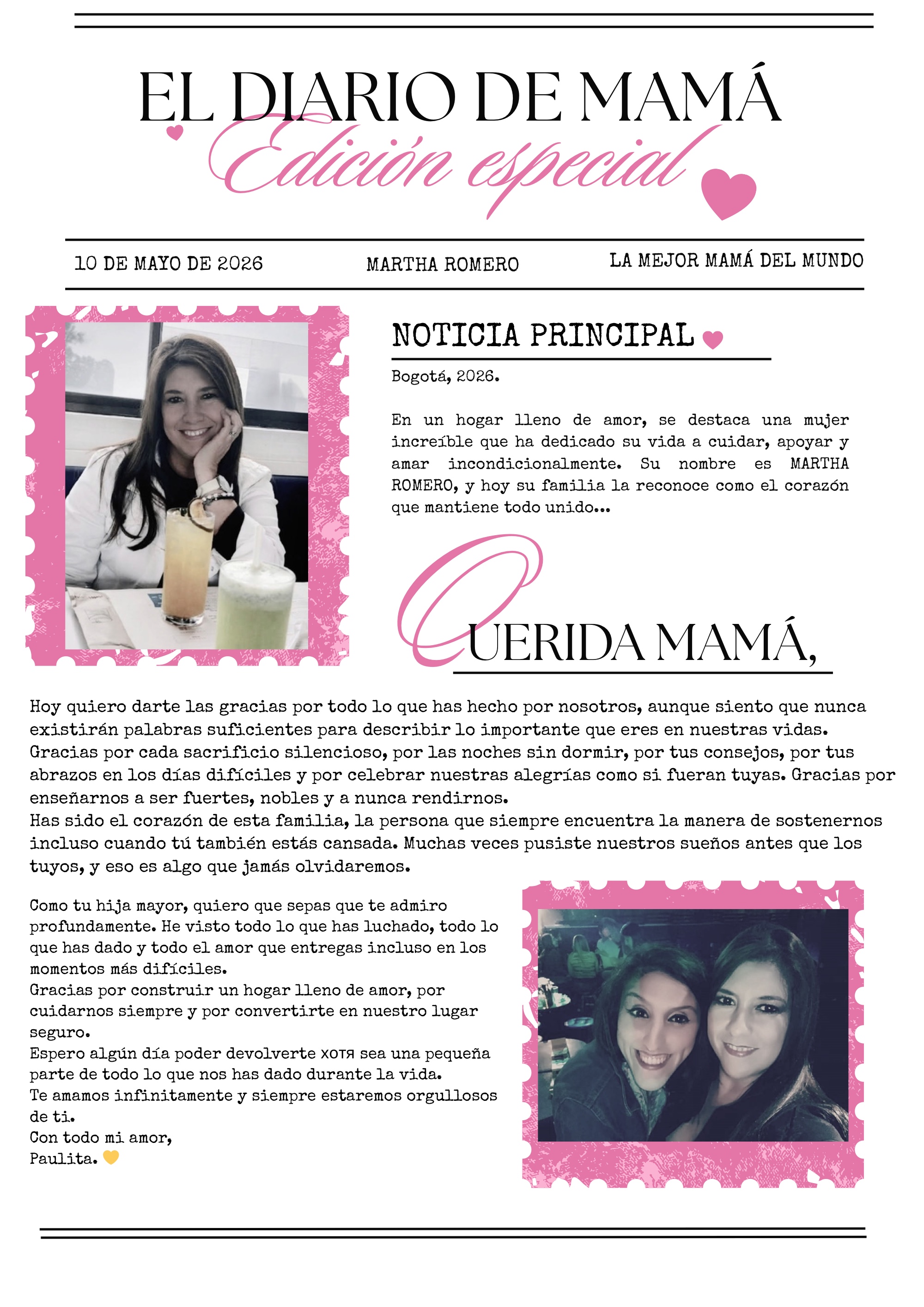 Documento A4 Periódico Día de las Madres Minimalista Rosa — page 2