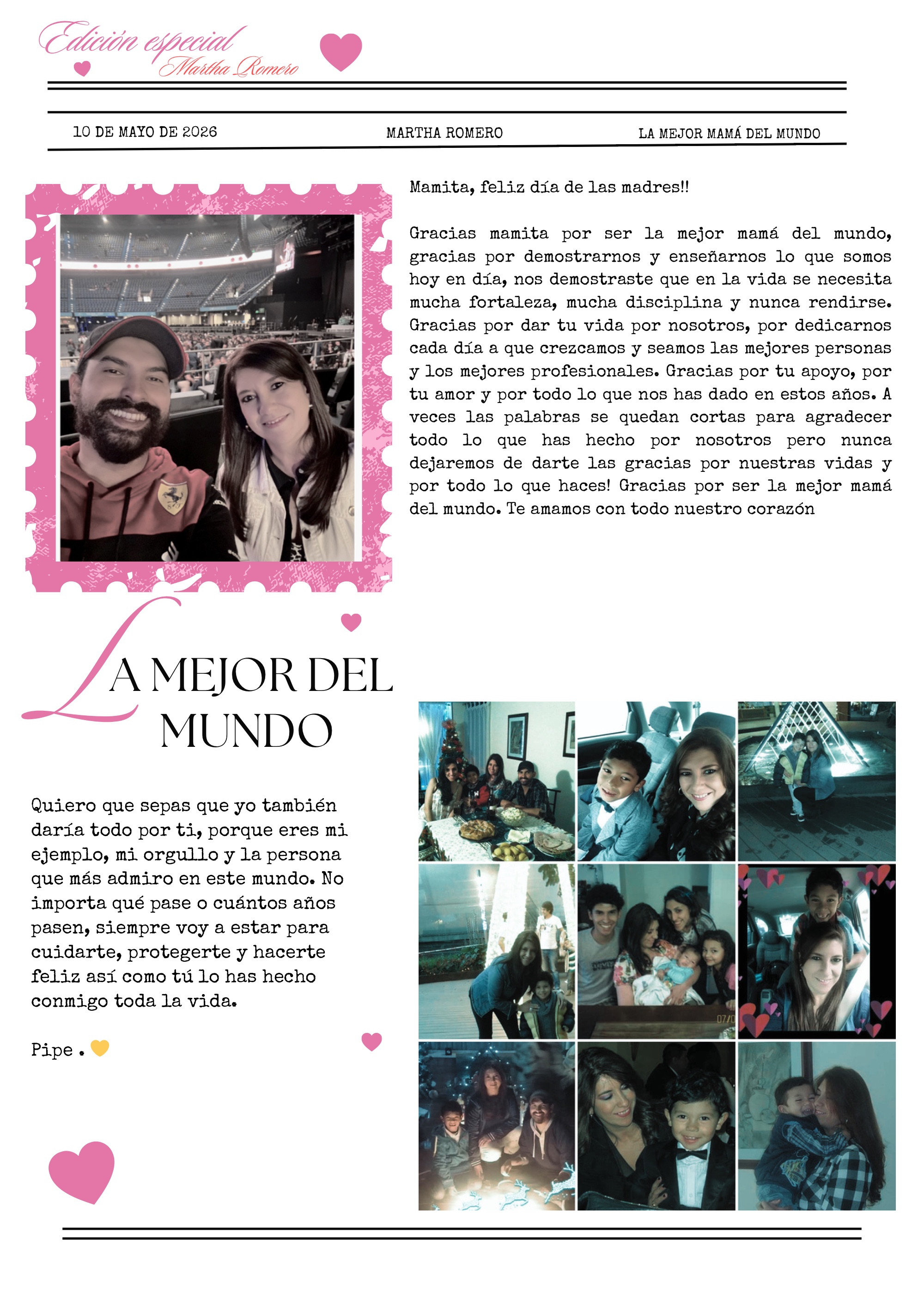 Documento A4 Periódico Día de las Madres Minimalista Rosa — page 3