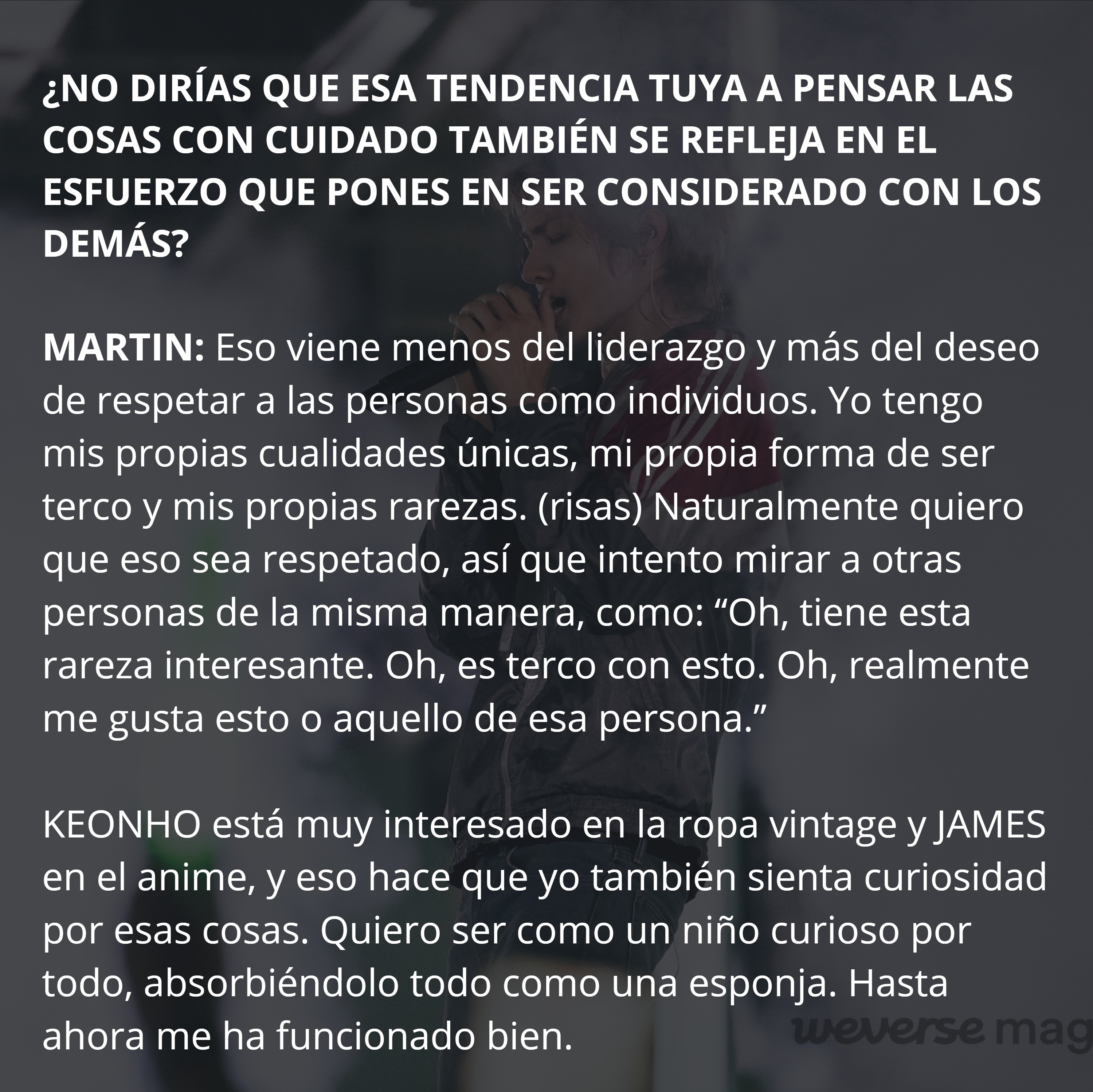 ENTREVISTA A MARTIN PARA WEVERSE MEGAZINE — page 19