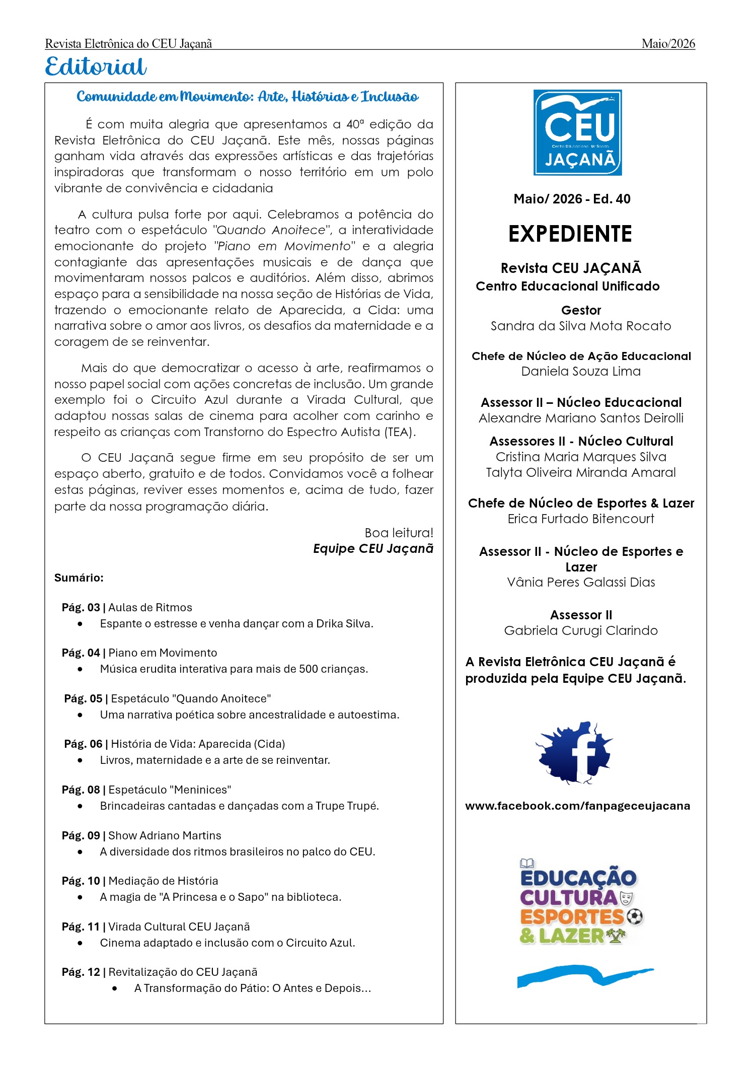 Revista Eletrônica CEU Jaçanã - Maio de 2026 — page 2