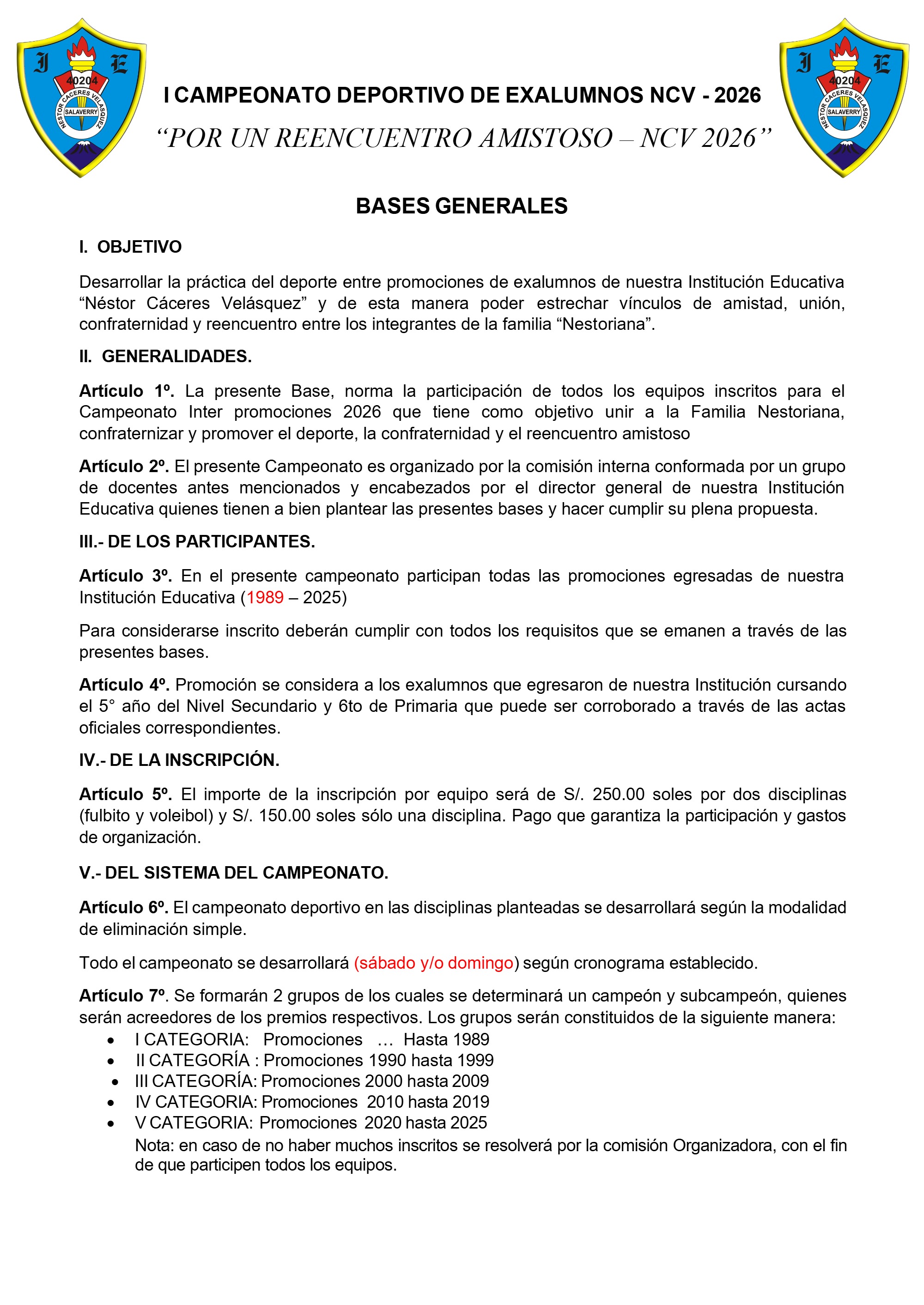 BASES CAMPEONATO EXALUMNOS NESTORIANNOS 2026