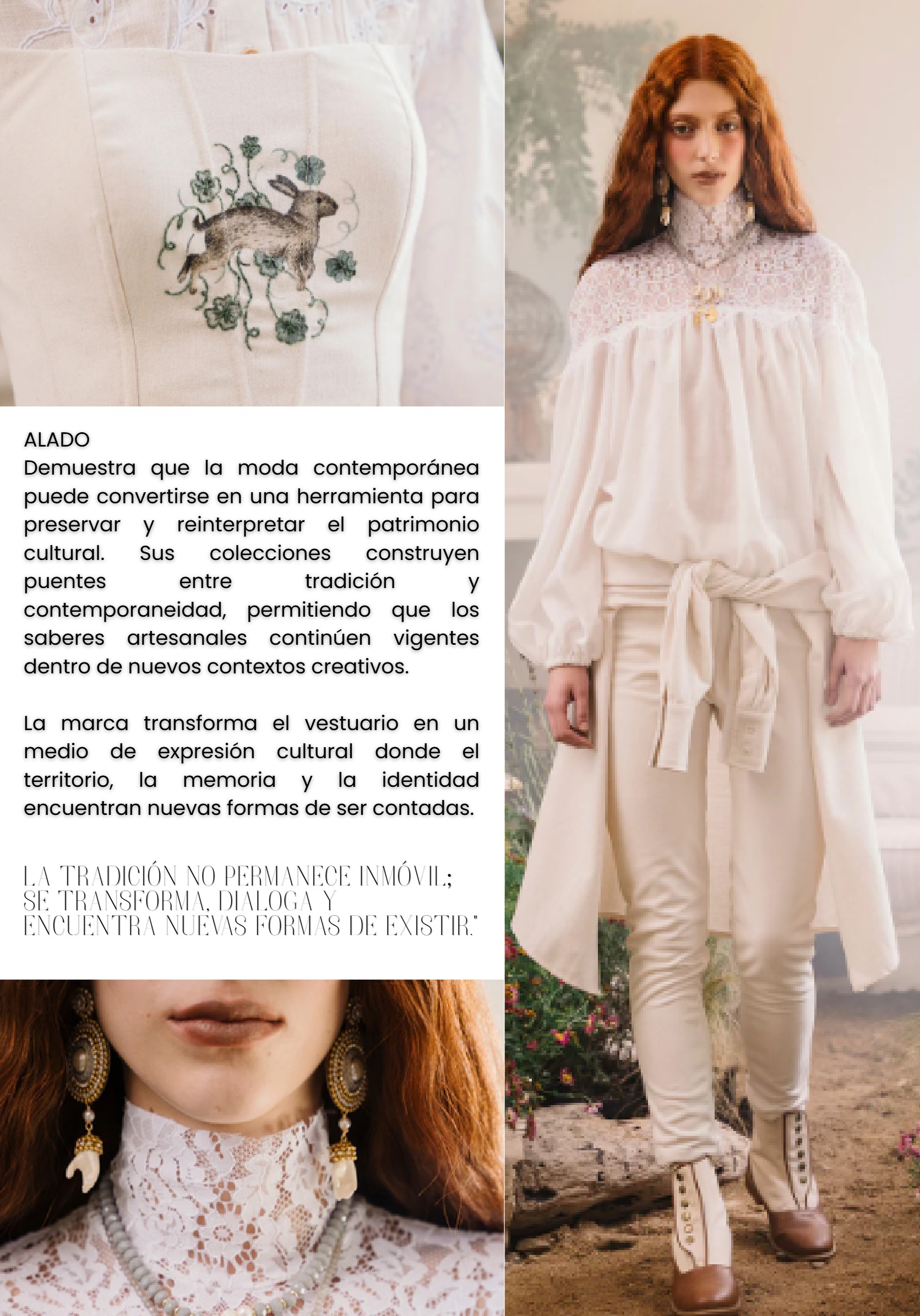 Evolución de la marca Alado inició recolectando retazos de grandes textileras para hacer frente a la falta de capital, convirtiéndose en pionera local del upcycling y el slow fashion. Con los años — page 8