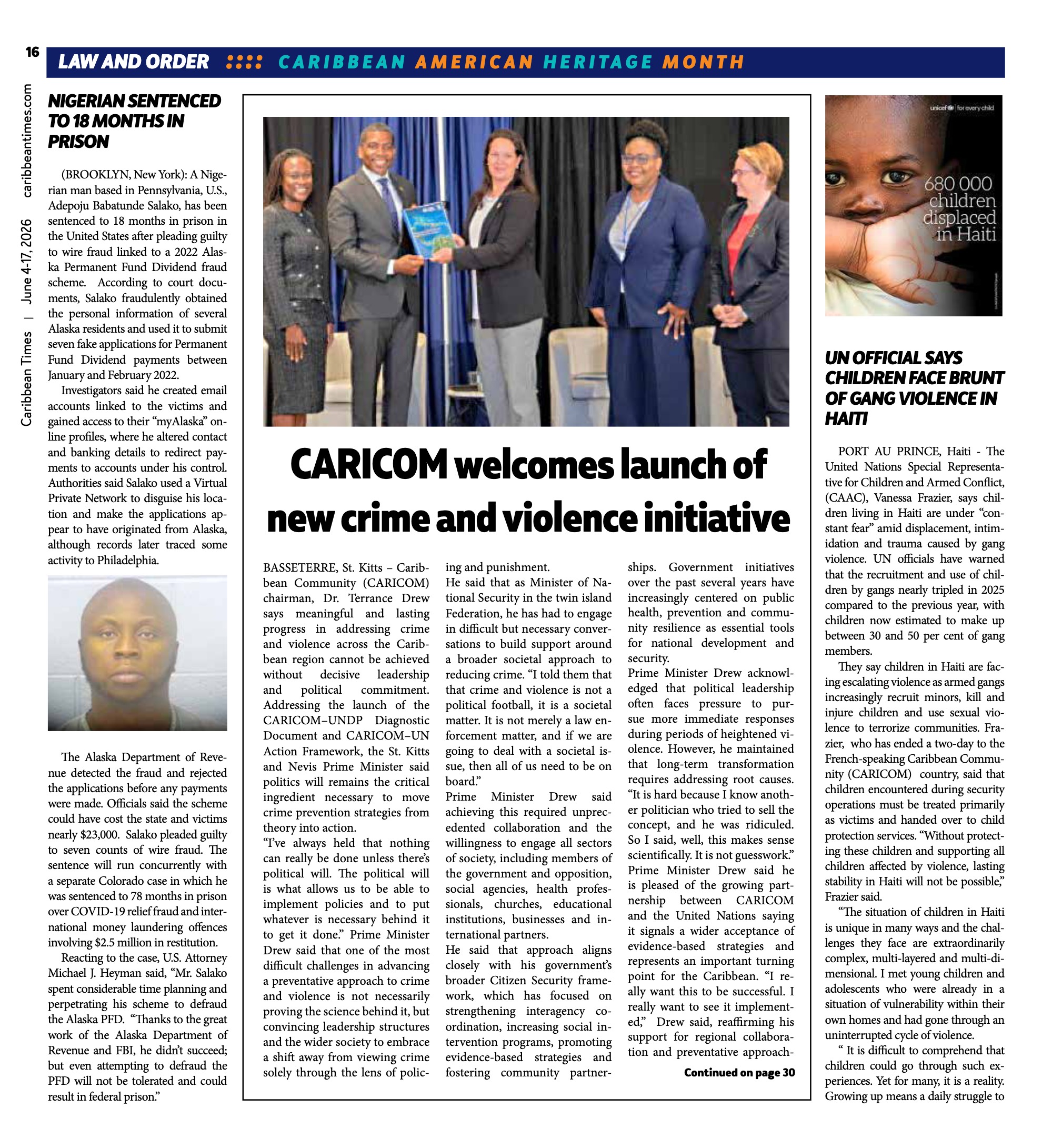 Caribbean Times News (June 3) — page 16