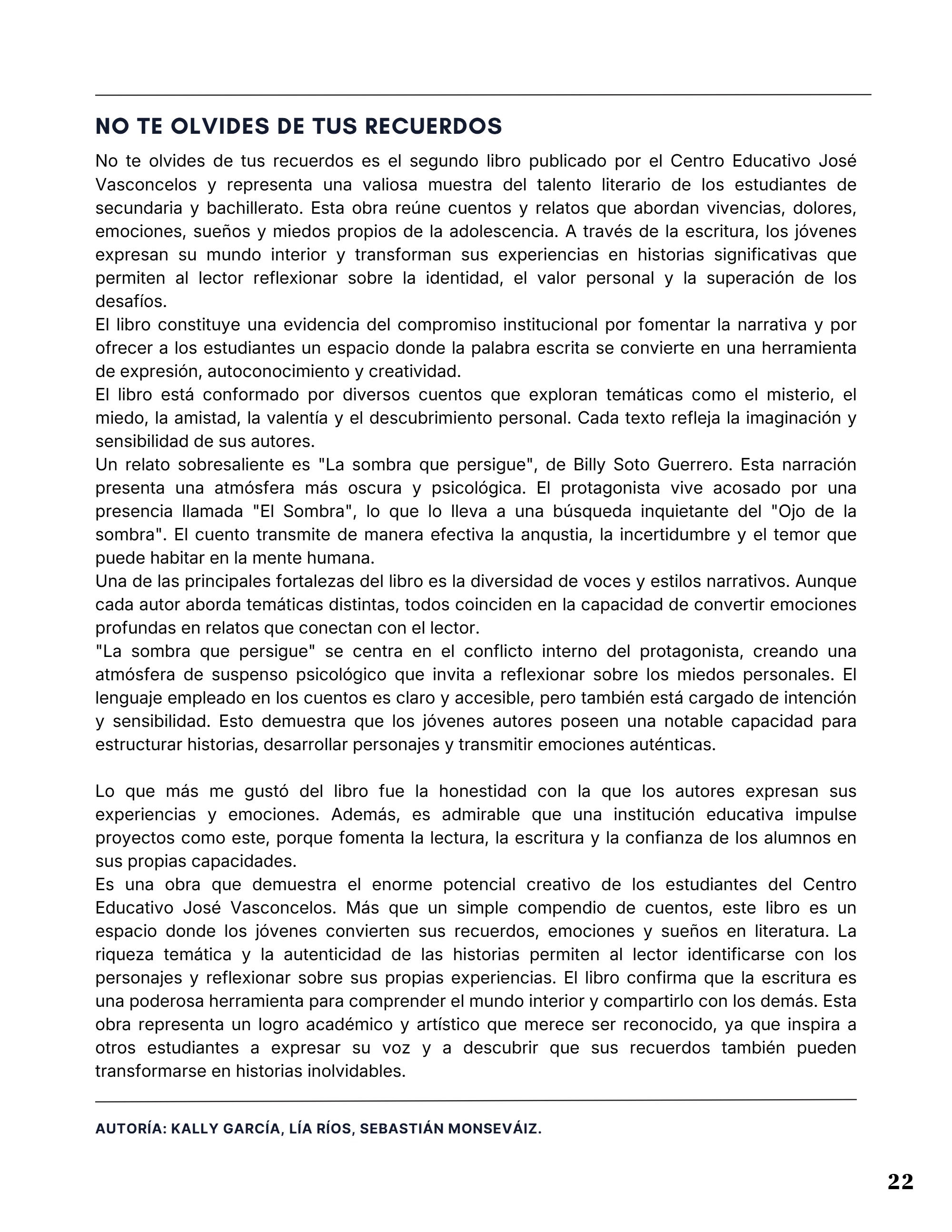 Voces de la Comunidad Vasconcelos — page 25