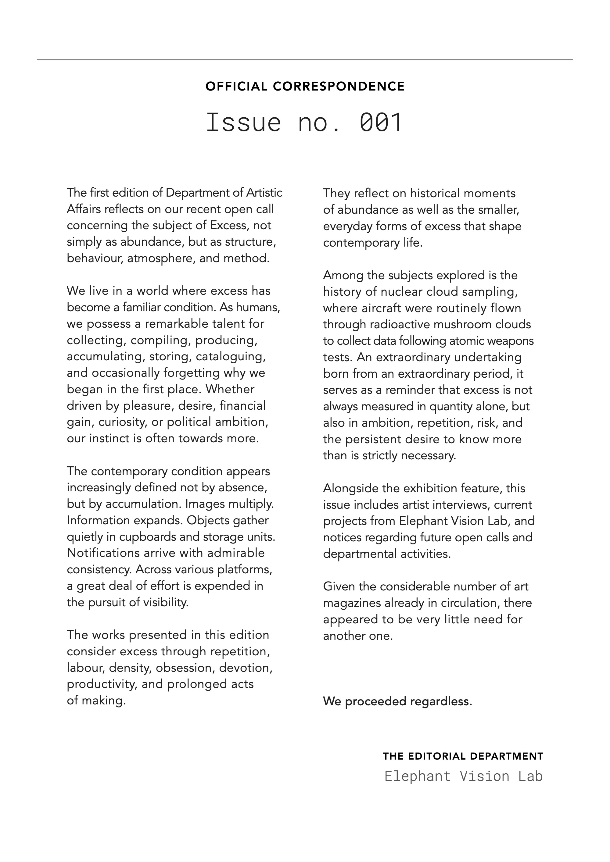 Department of Artistic Affairs - Issue 001 — page 3