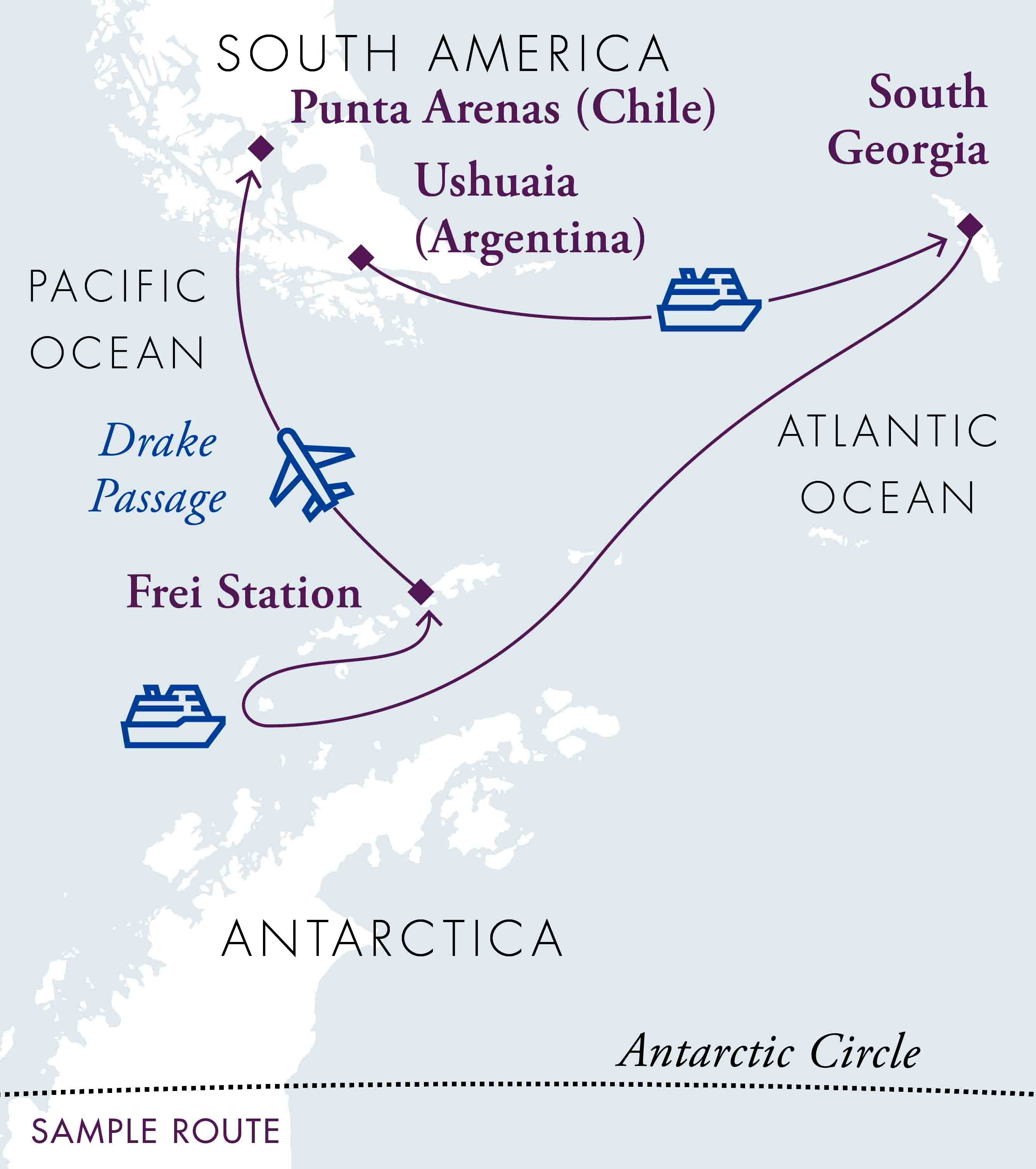 Antarctica & South Georgia Air-Cruise | Map