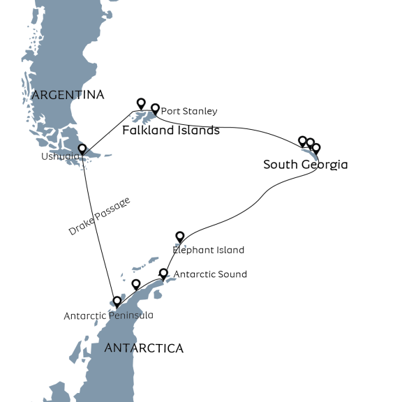 Antarctica, South Georgia & Falkland Islands | Map