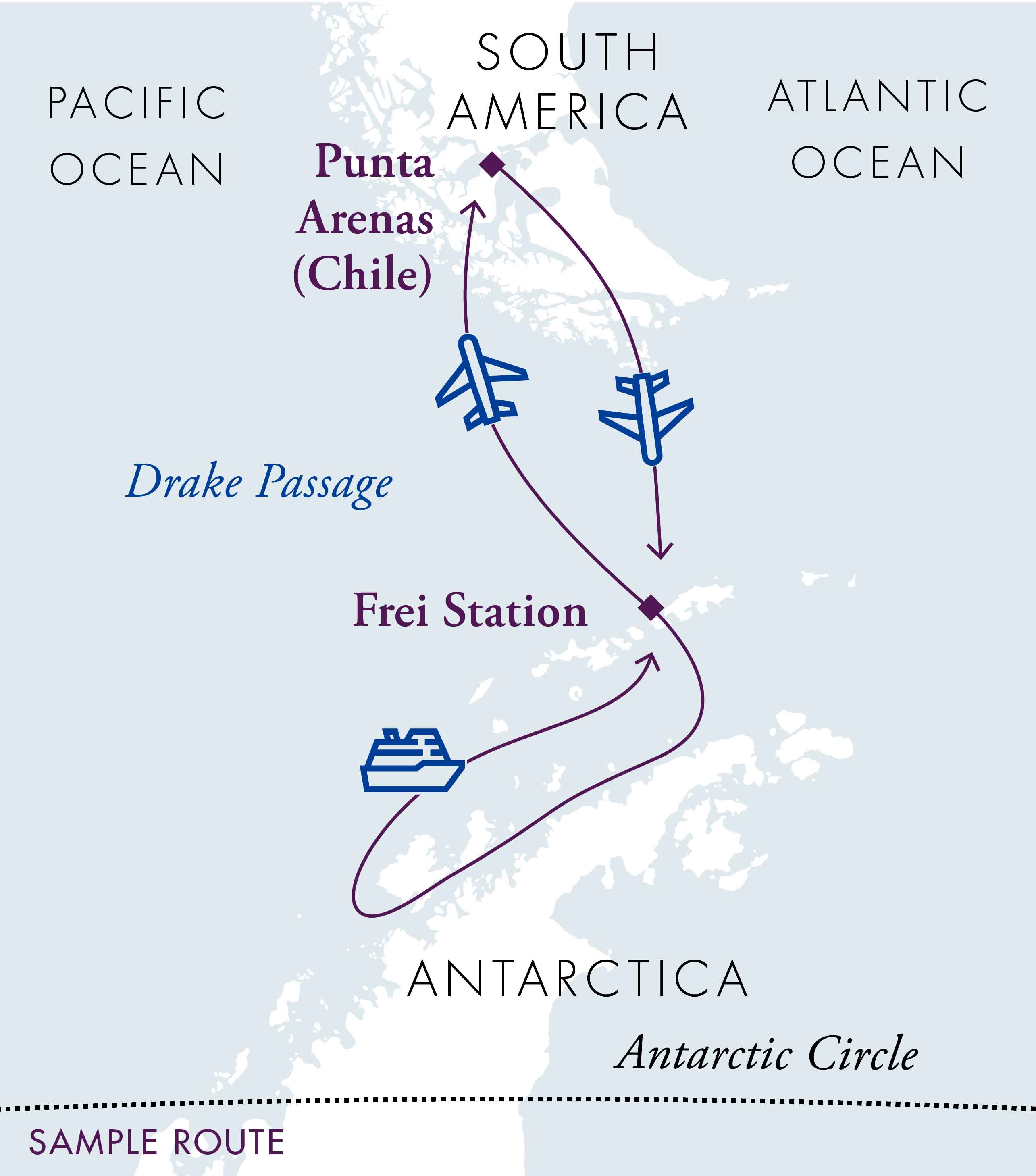Classic Antarctica Air-Cruise | Map