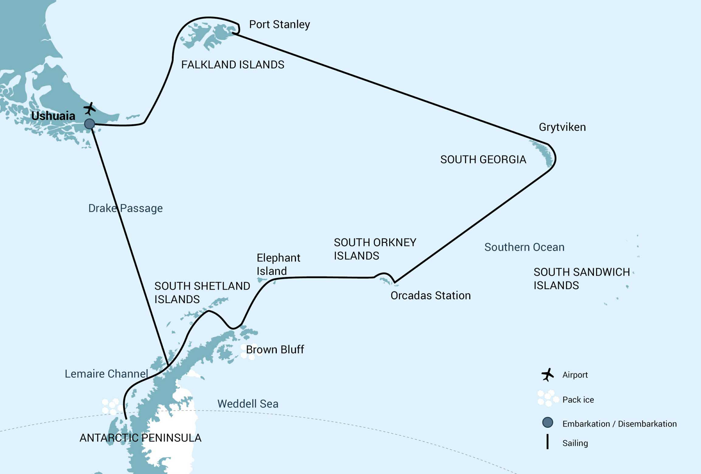 Falkland Islands - South Georgia - Elephant Island - Antarctica - Polar Circle