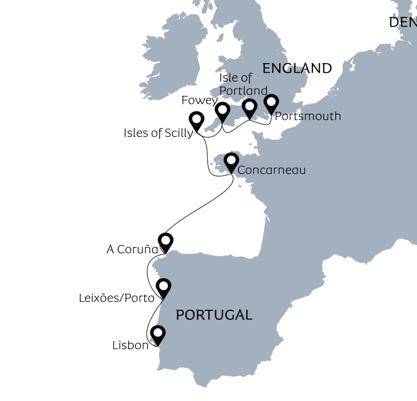 From Portugal to Portsmouth - the Wild West Coast of Europe | Map