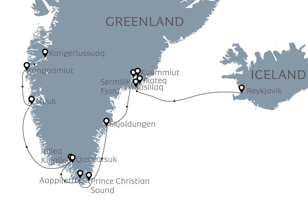 Greenland Explorer - From Iceland to Greenland | Map