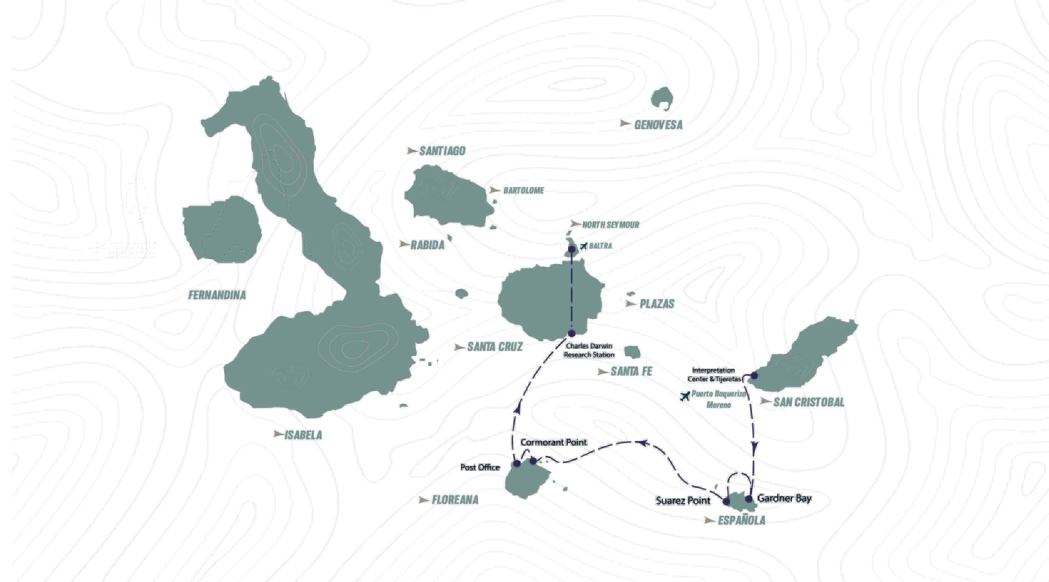 4-Day Galapagos Cruise to Eastern Islands: Your Ultimate Exploration Experience | Map
