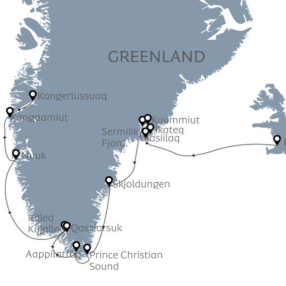 In the Wake of Eric the Red- Iceland to Greenland | Map