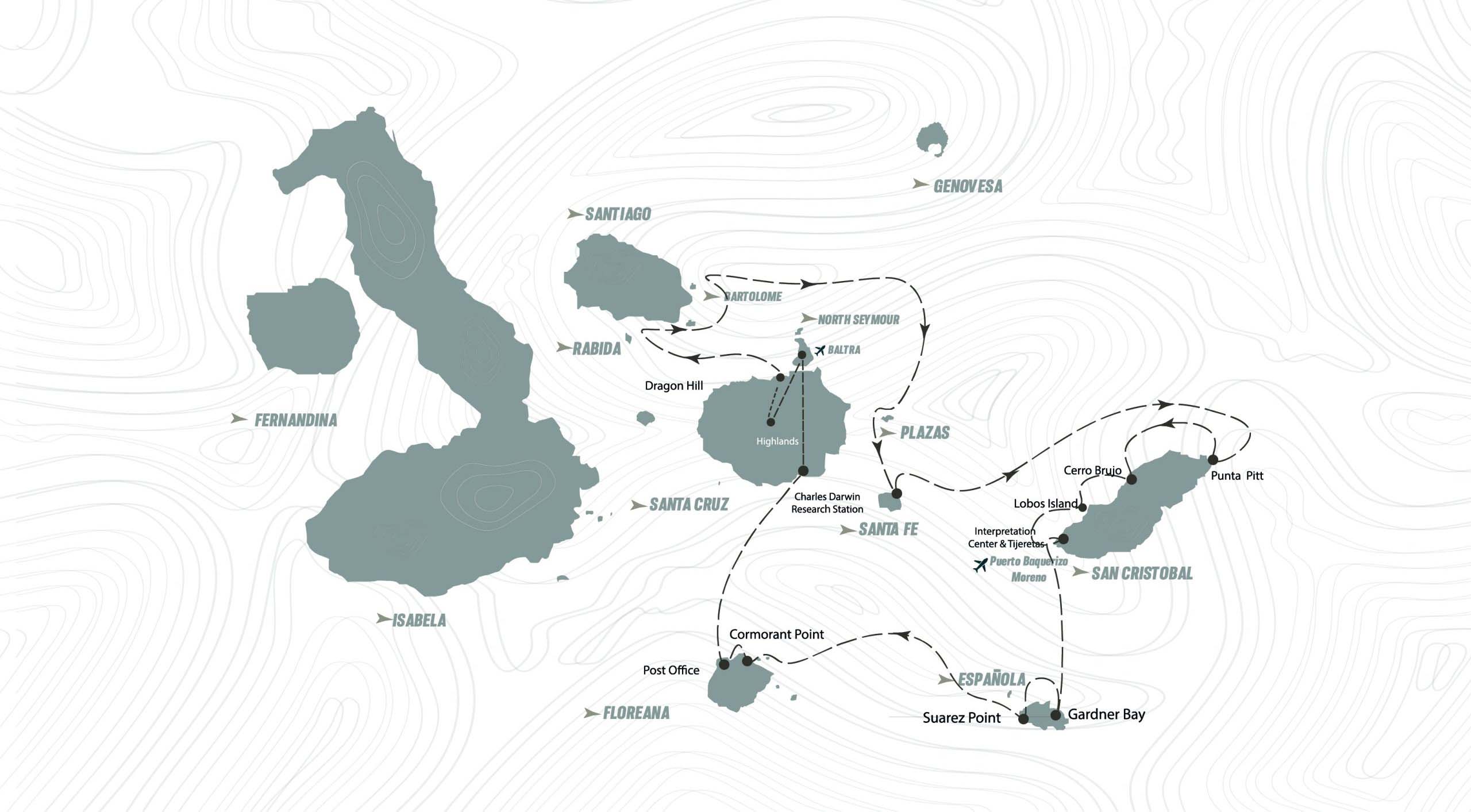 8 Day Galapagos Islands Cruise: Unforgettable Wildlife and Pristine Beaches Explored | Map
