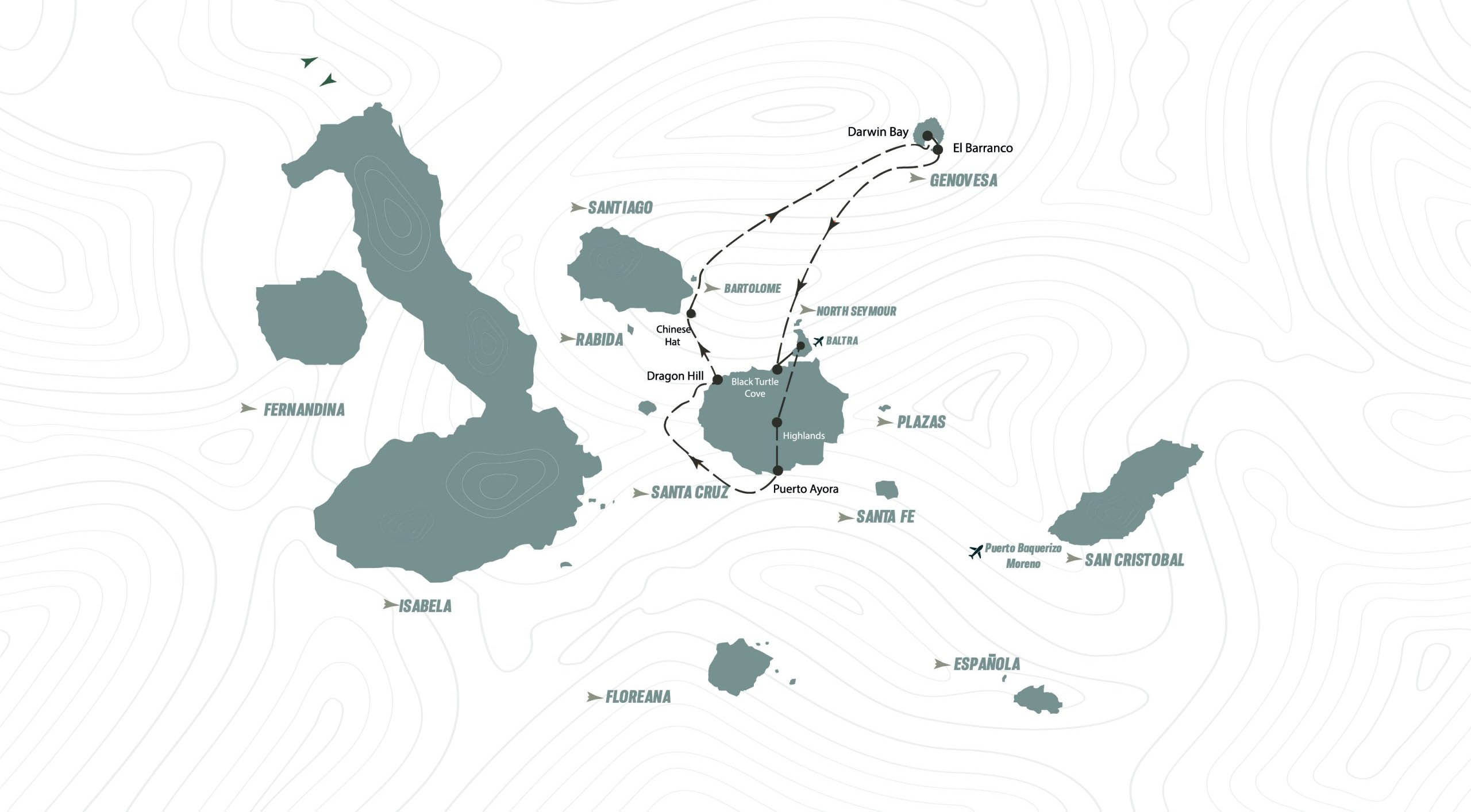 4-Day Galapagos Cruise: Explore Unique Wildlife and Stunning Destinations | Map