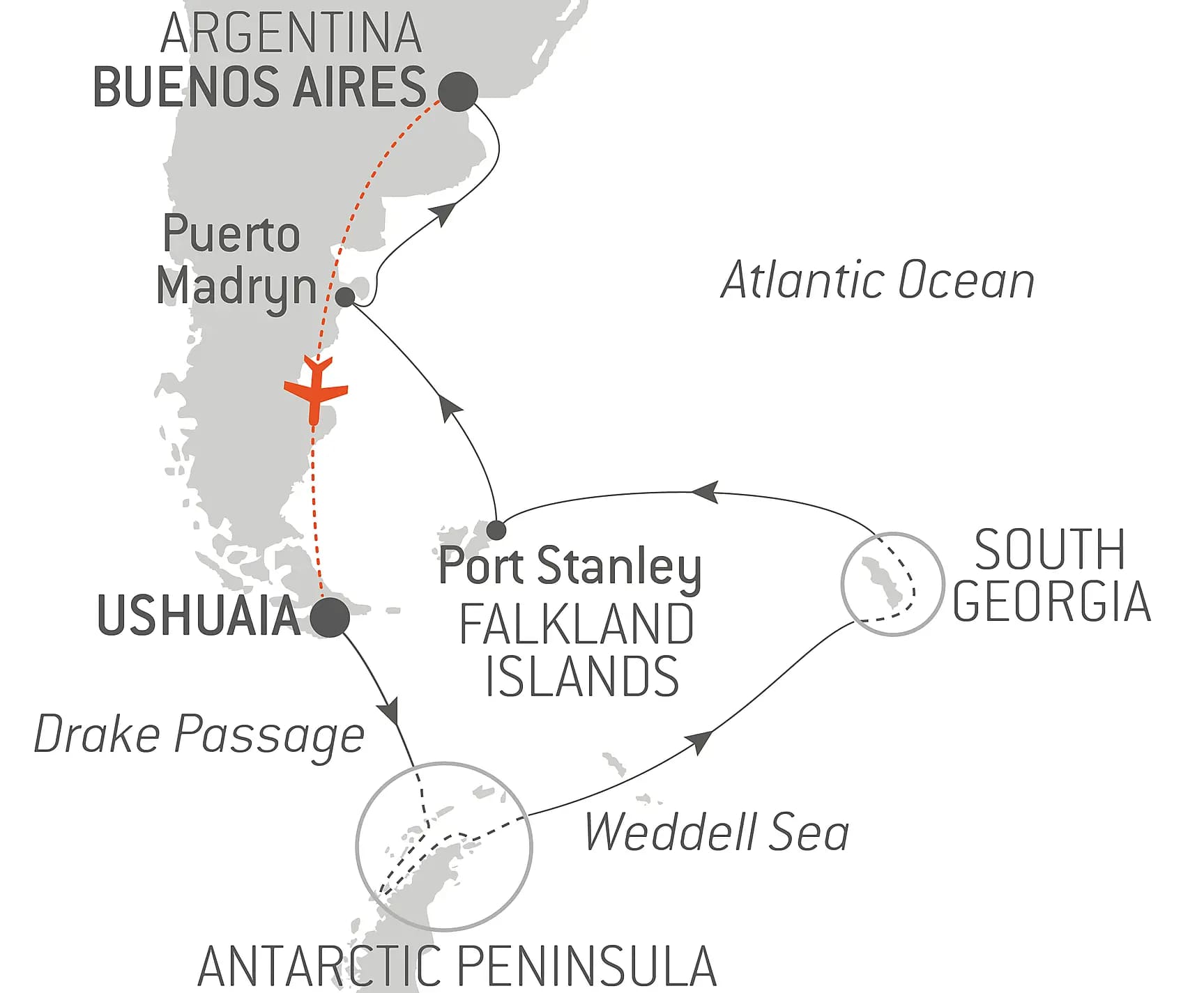 Journey to Austral Lands and Valdes Peninsula | Map