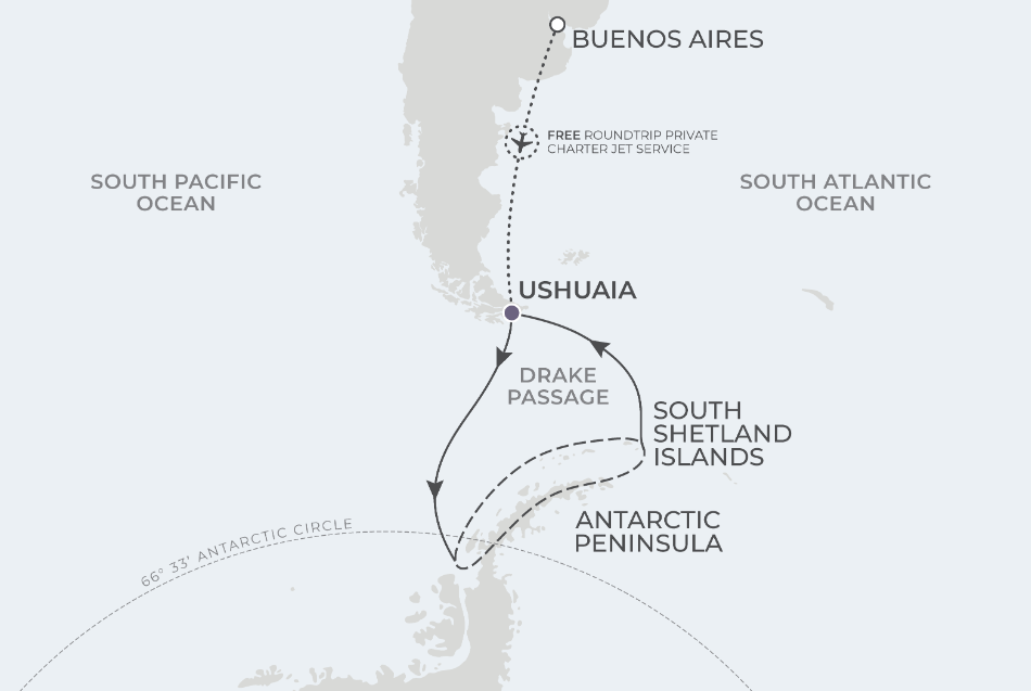 Ushuaia Roundtrip 13 Nights | Map