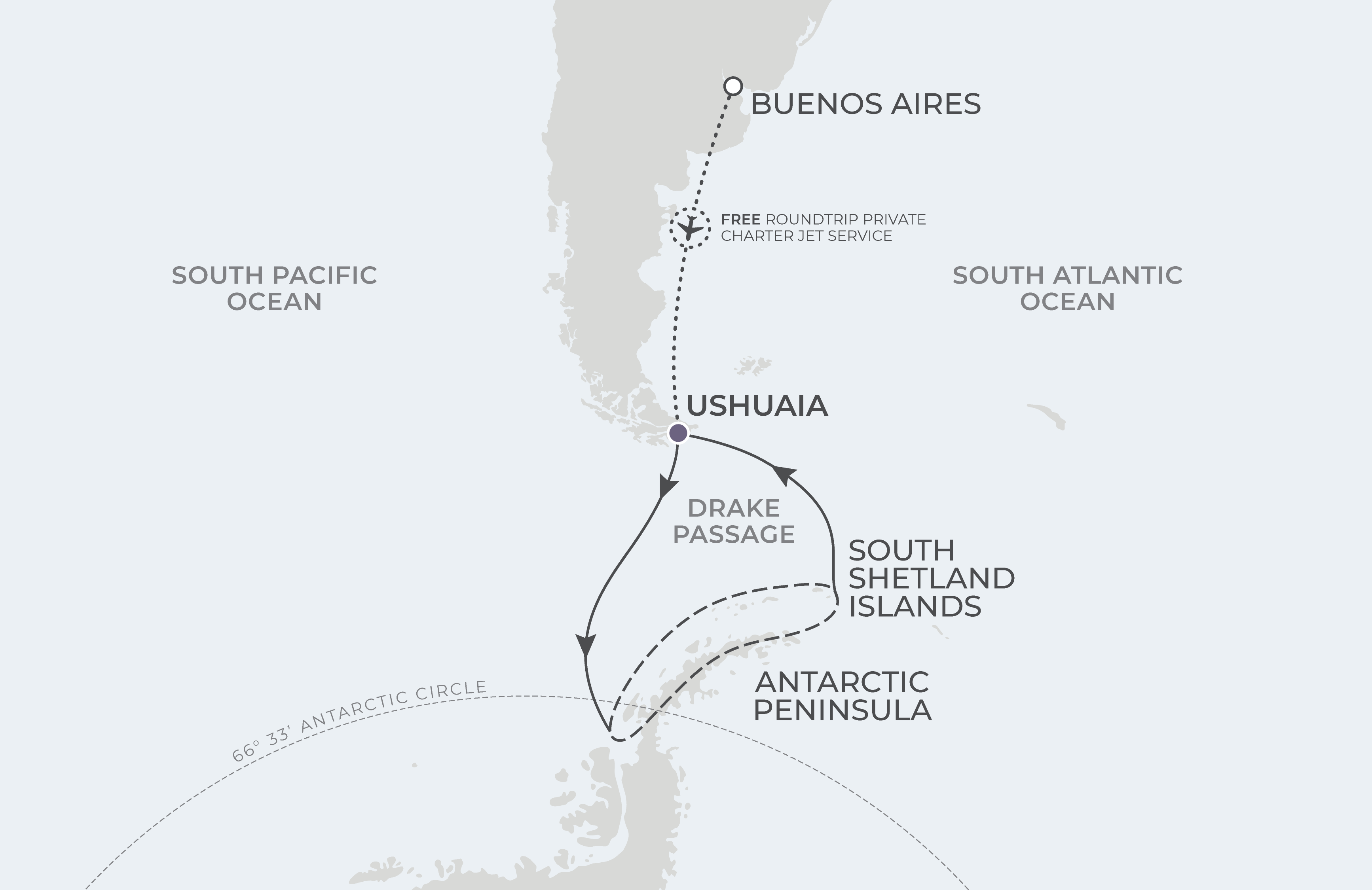 Ushuaia Roundtrip 11 Nights | Map