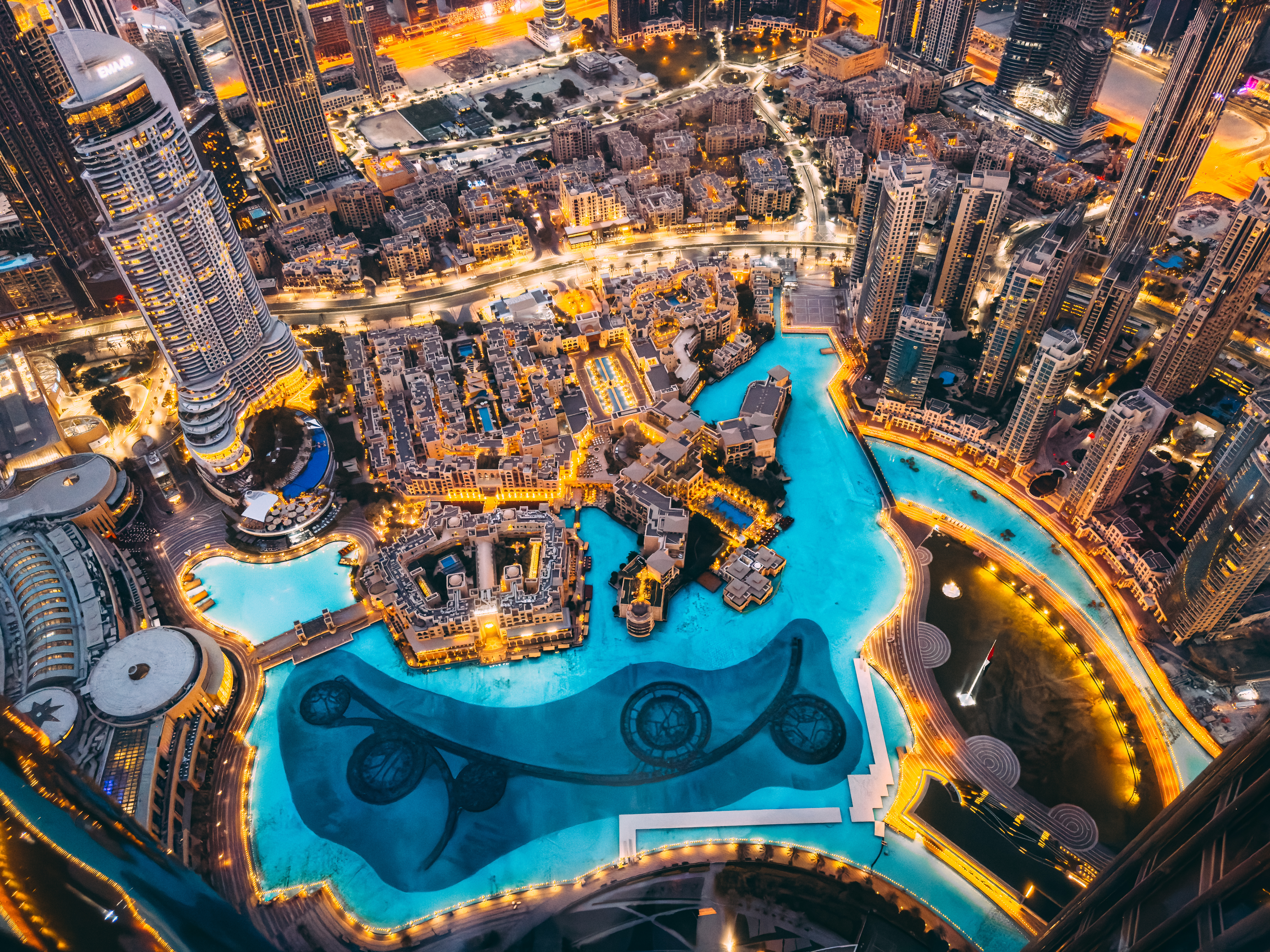 Downtown Dubai aerial cityscape