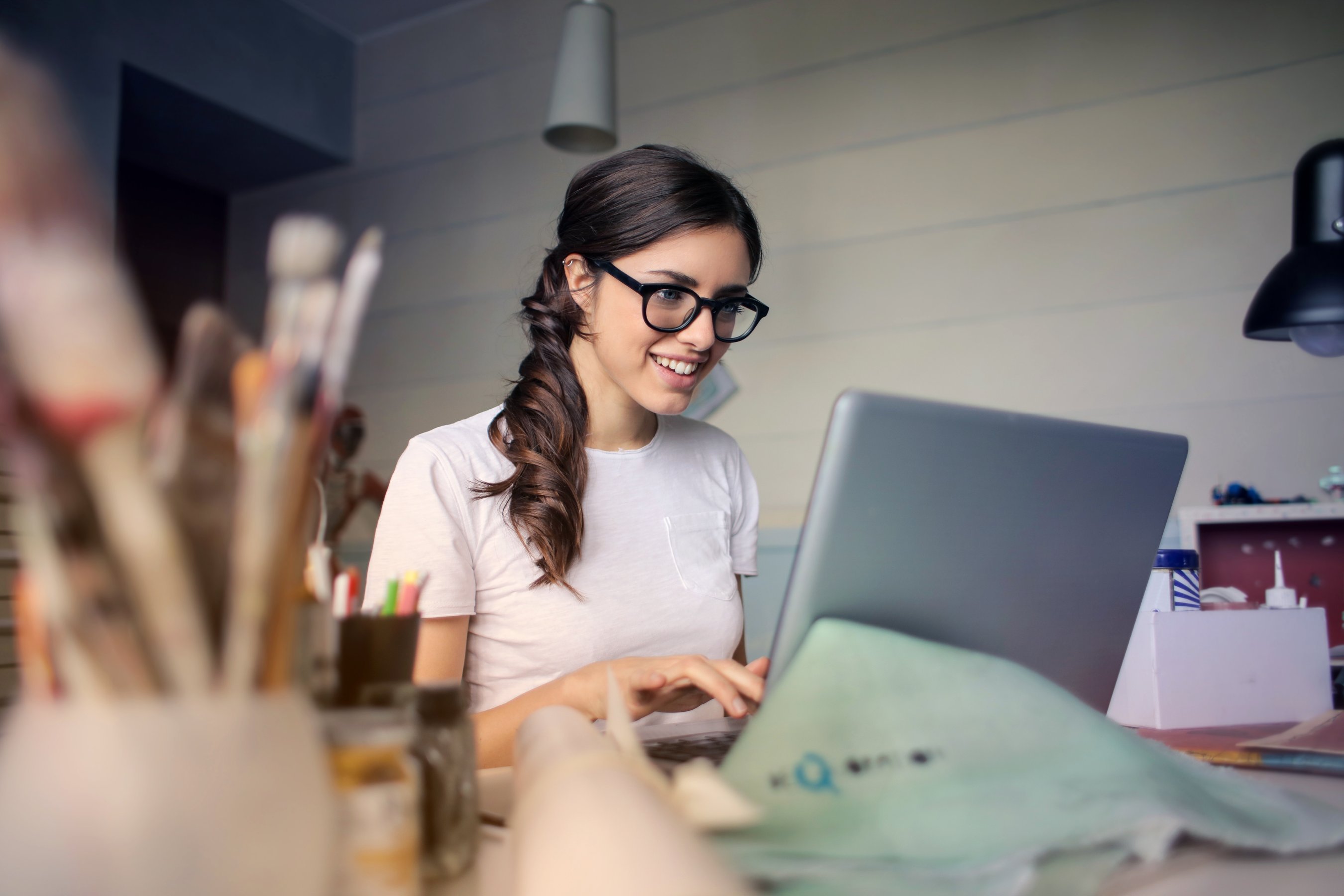 Lady Using Computer