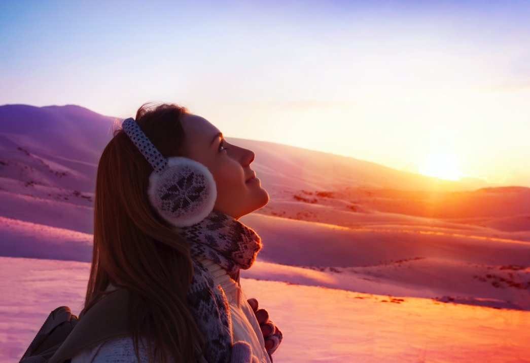 woman wearing ear muffs