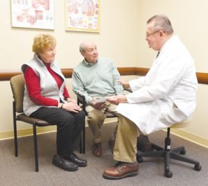 Senior couple visit doctor about medic consultation