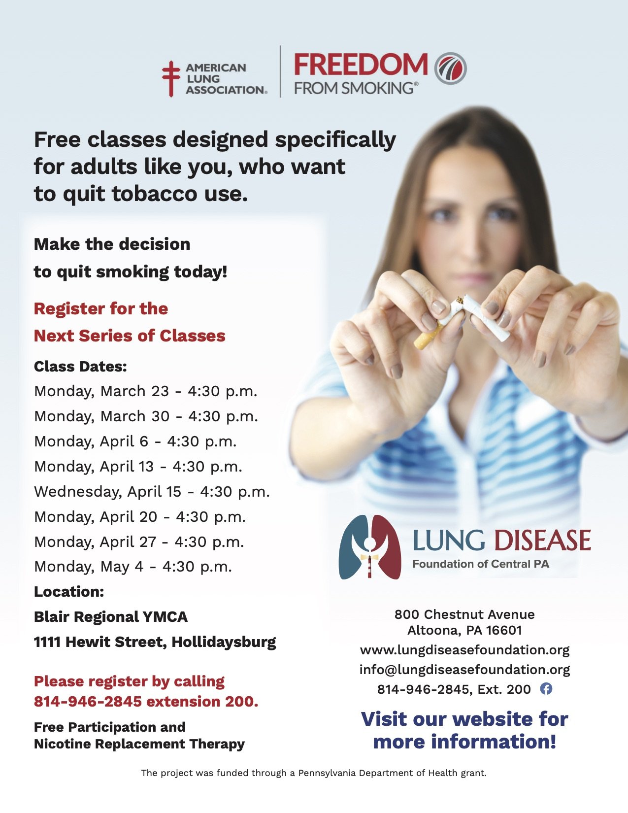 Free classes designed specifically for adults like you, who want to quit tobacco use.