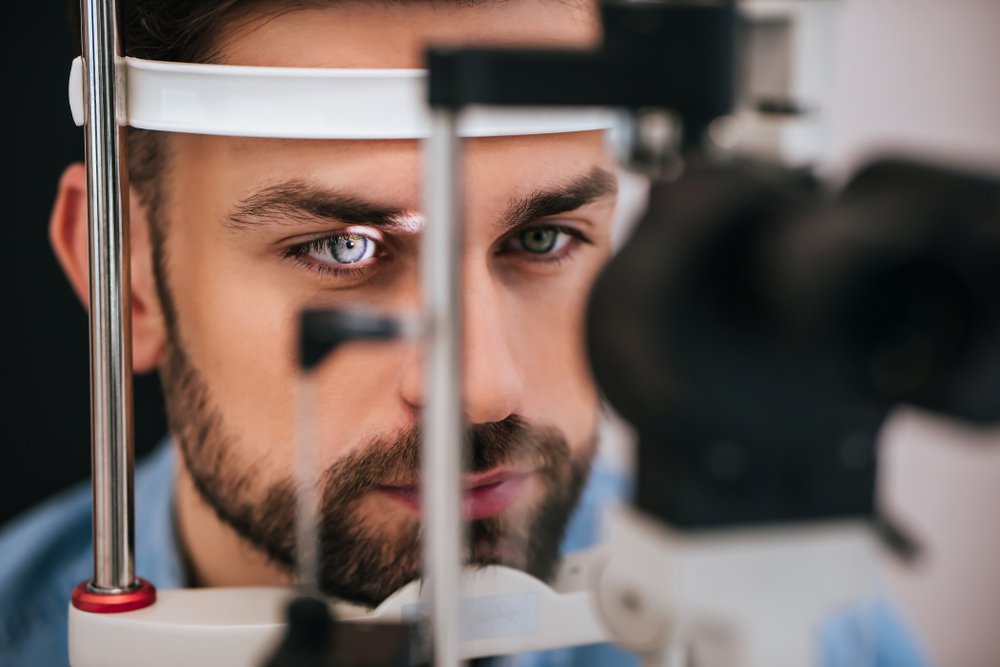 man taking eye test