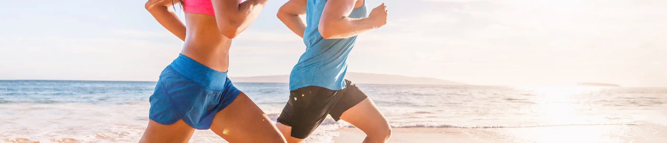 Young couple running