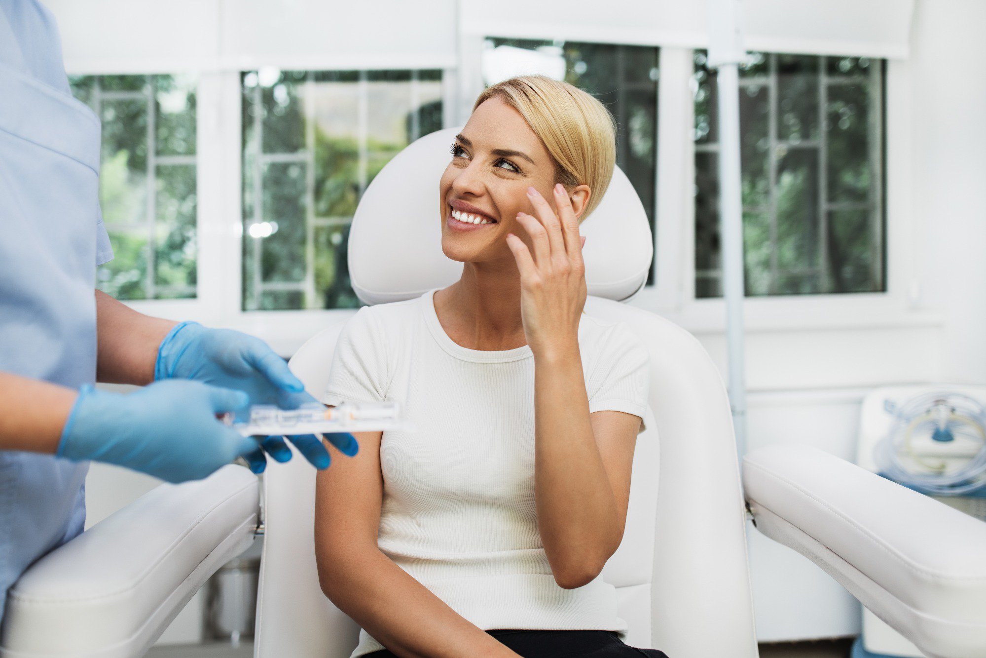 Women having facial