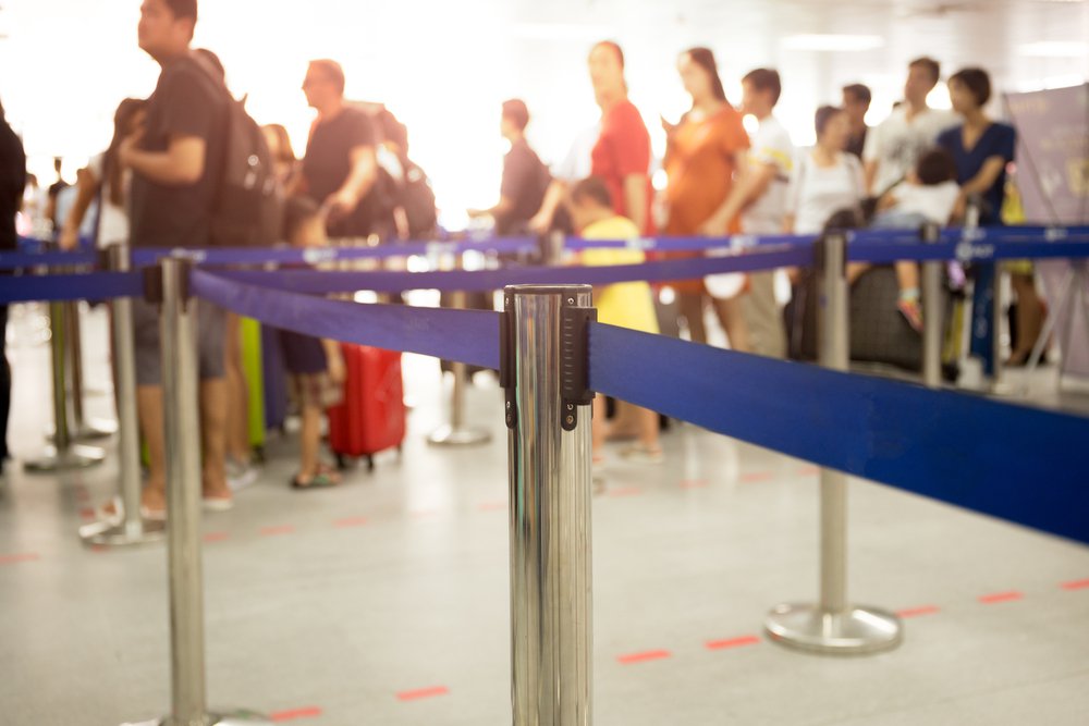 People waiting to get through airport security