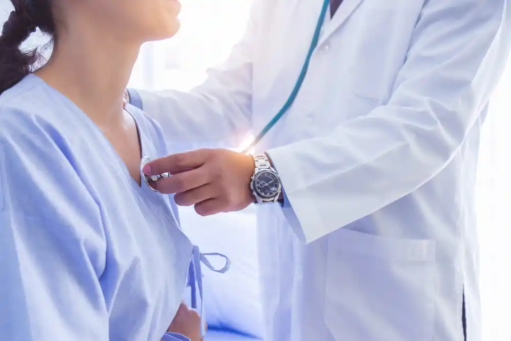 Female patient having her blood pressure measured