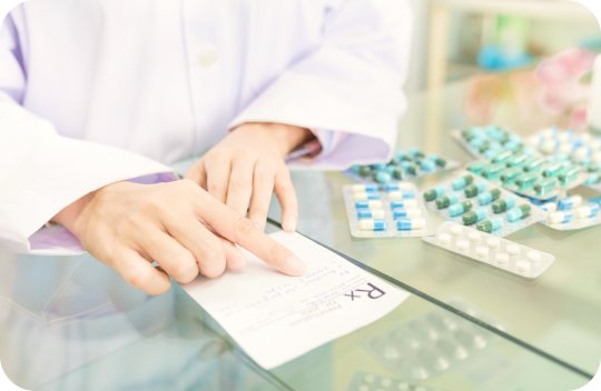 Medication laid out on a table