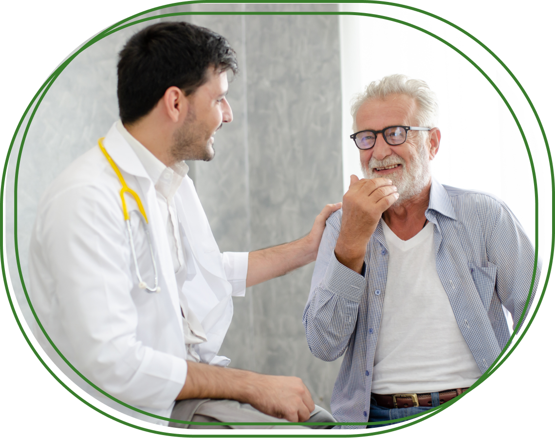Man speaking with his doctor