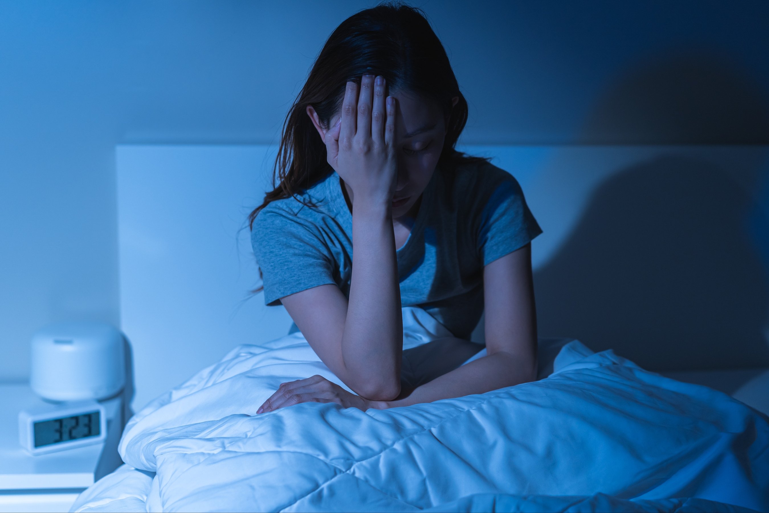 Sad worried and stressed, depressed asian young woman