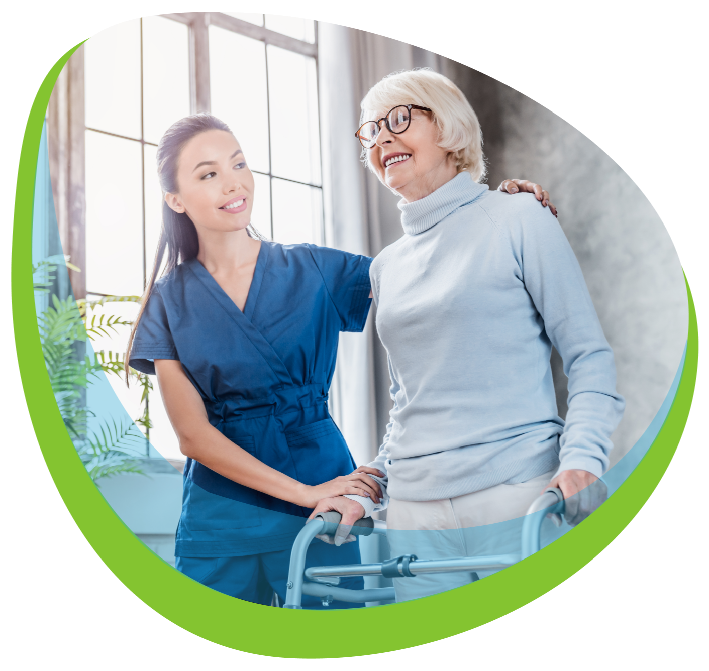 Doctor helping old woman