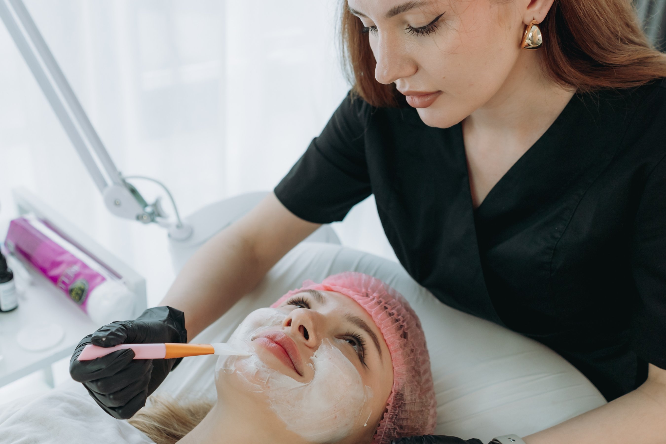 Beauty treatment and face mask at aesthetic clinic