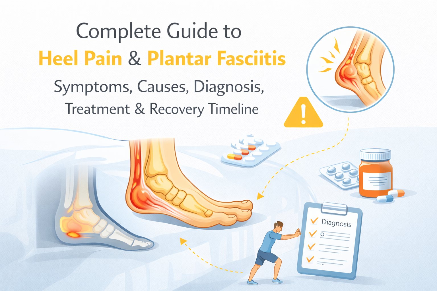 complete guide to heel pain: symptoms, causes, diagnosis, treatment and recovery timeline