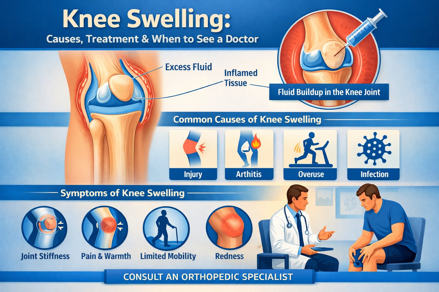 Explore the causes of knee swelling, including injuries and arthritis, and learn when medical evaluation is necessary.