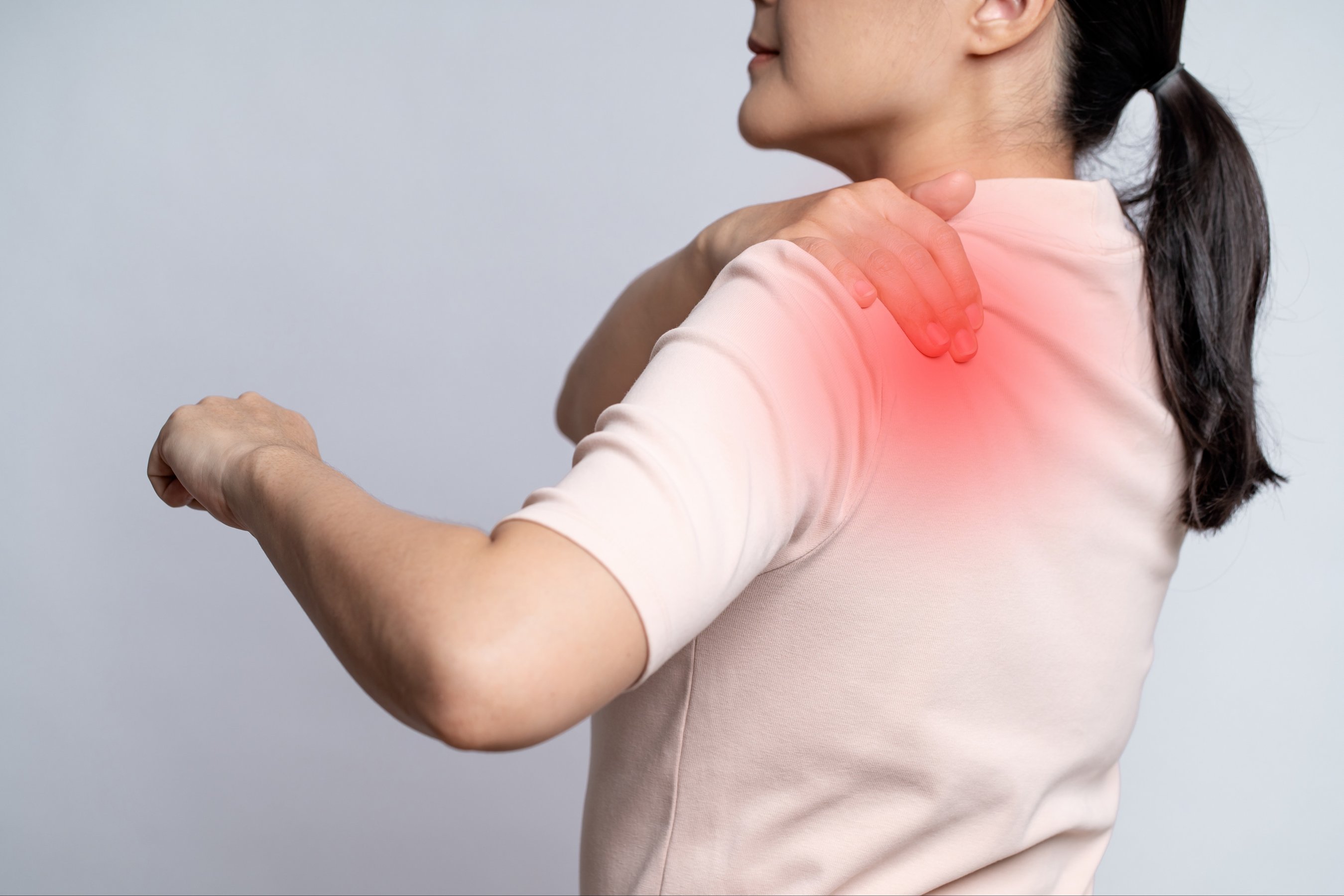 woman was sick and pain touching her body with red spot