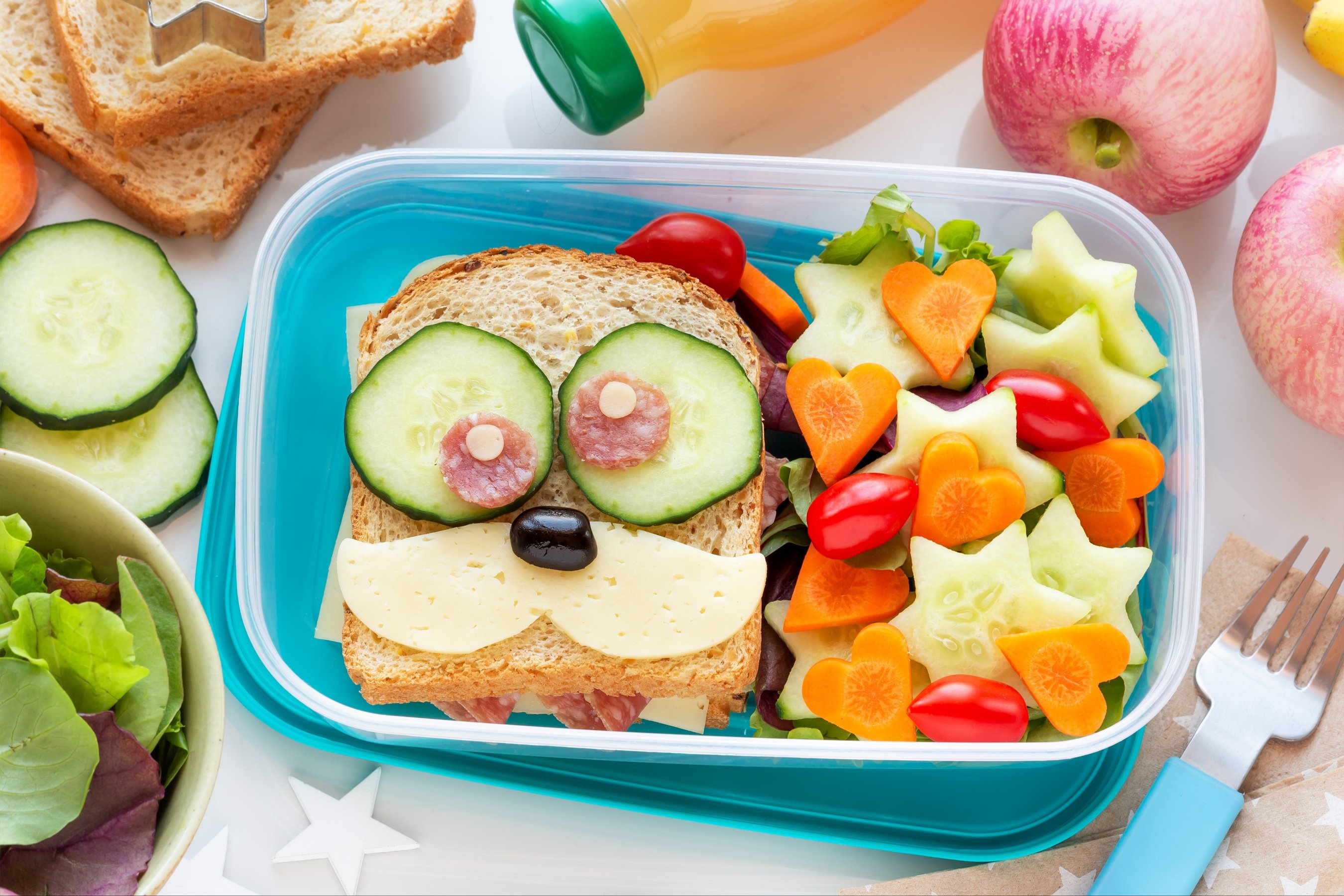 Back to school concept. Lunch box preparation for kids